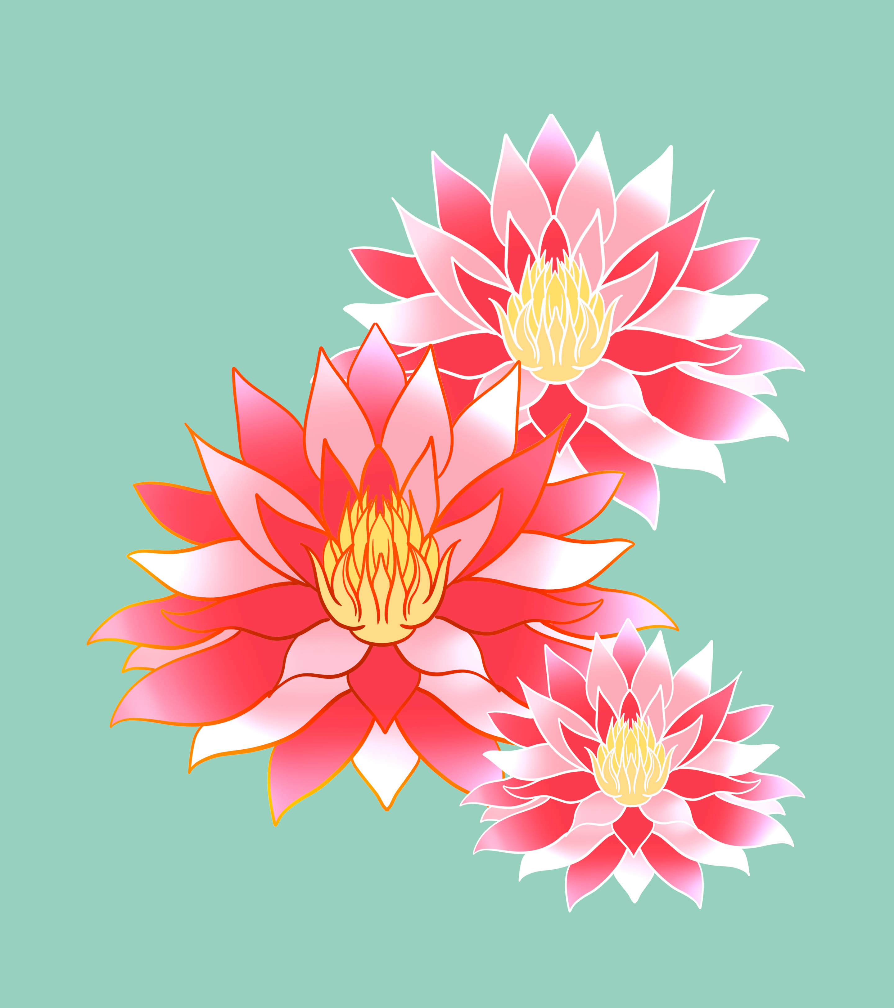 粉色荷花手绘元素