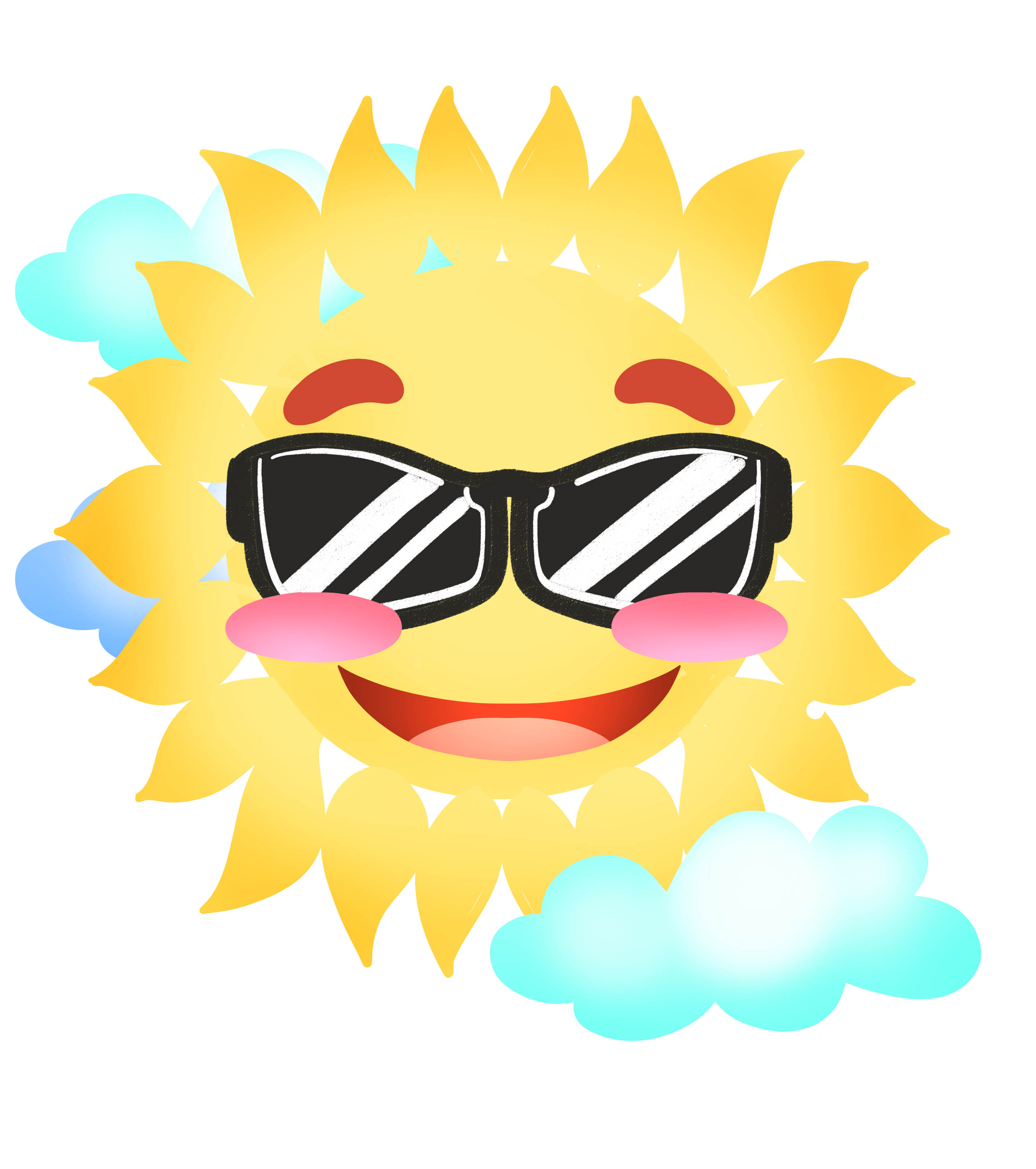 墨镜太阳公公云朵元素