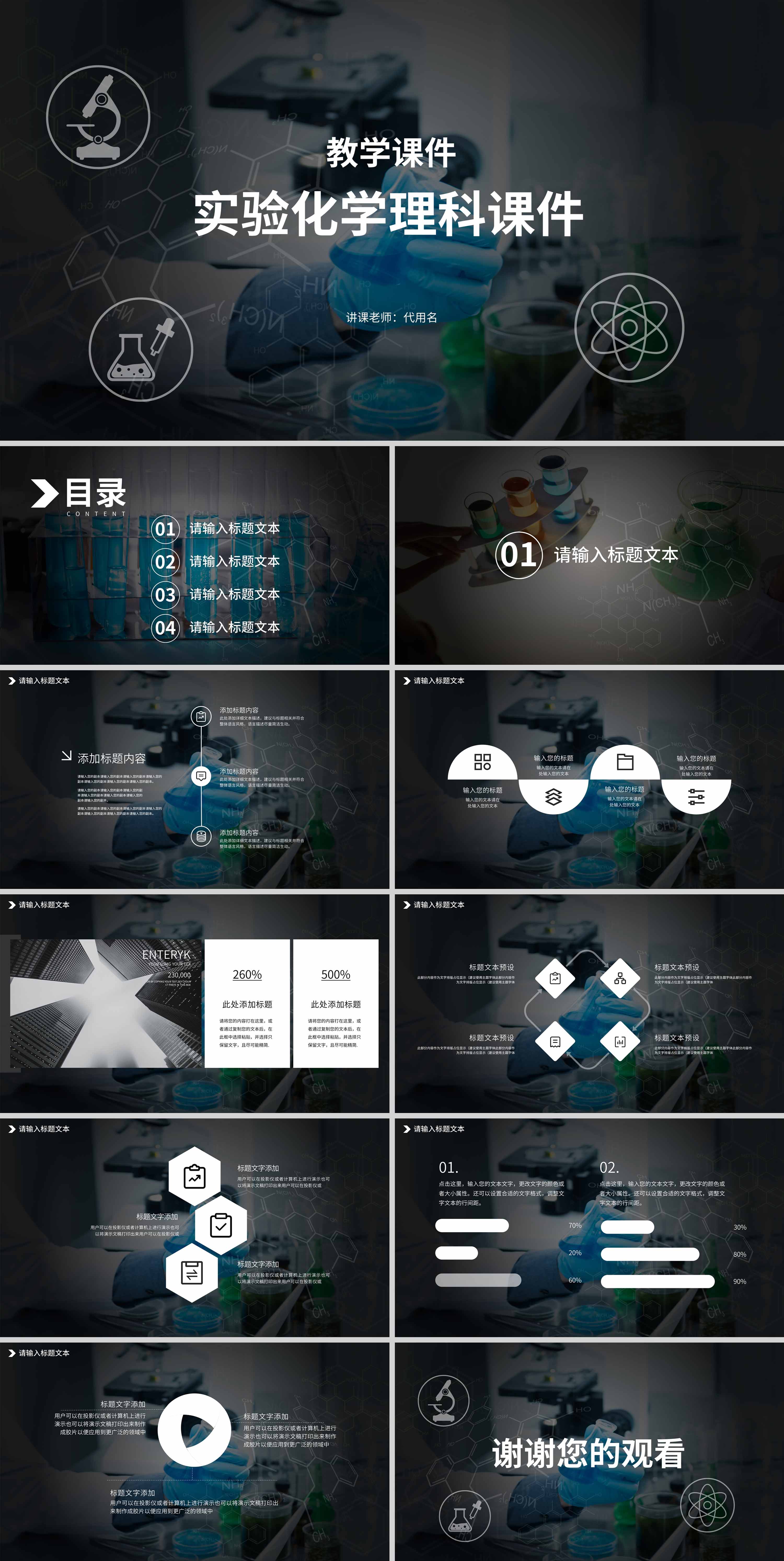 黑色简约风高中化学理科课件PPT模板