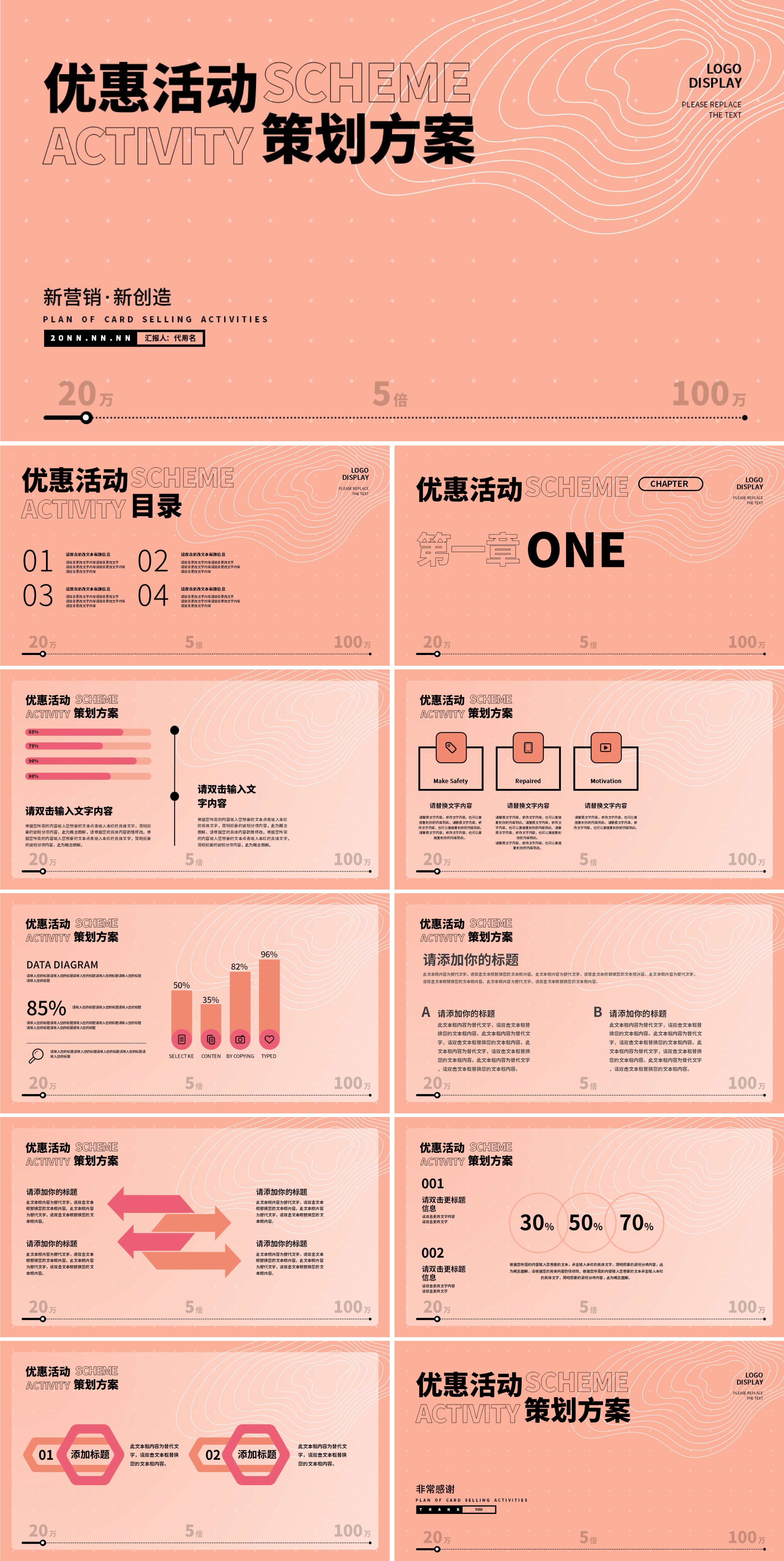 粉色小清新优惠活动策划方案PPT模板