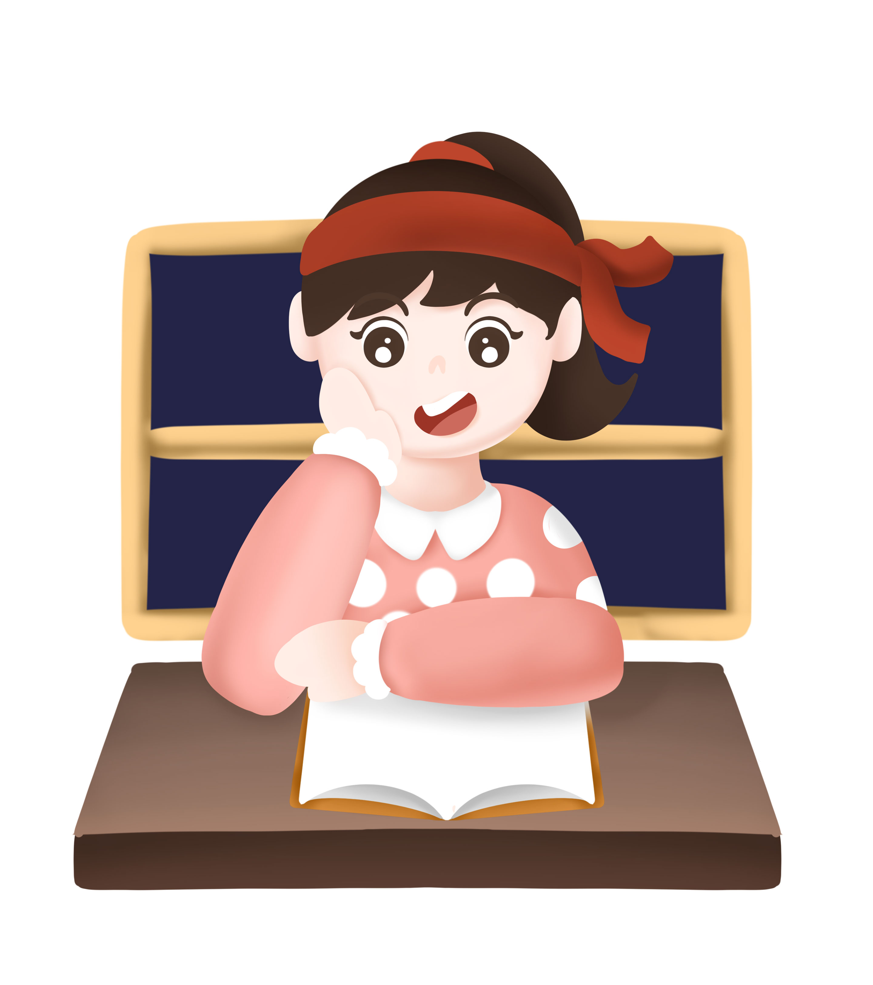 发奋学习马尾女孩高考元素