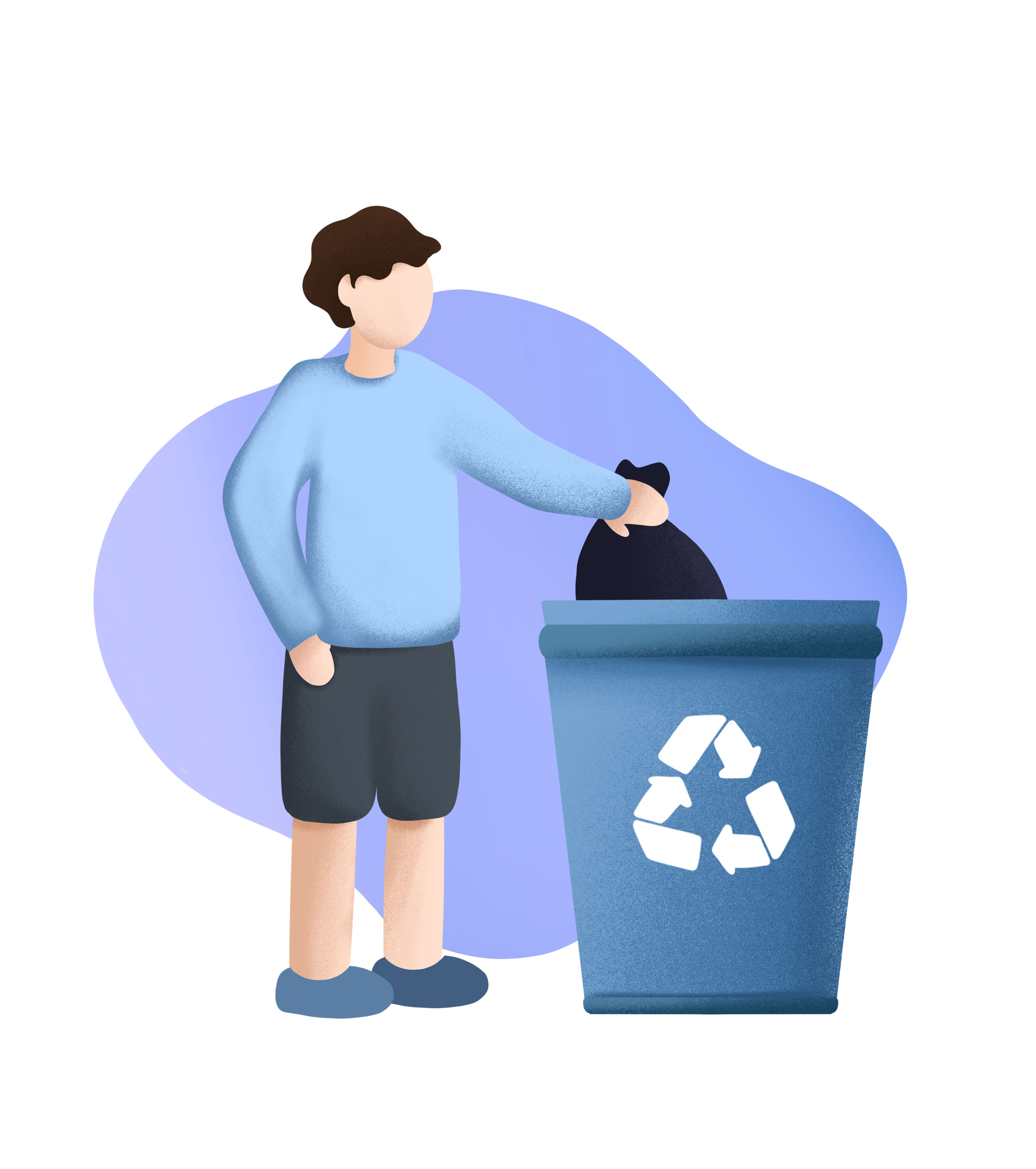 环保男孩垃圾分类元素