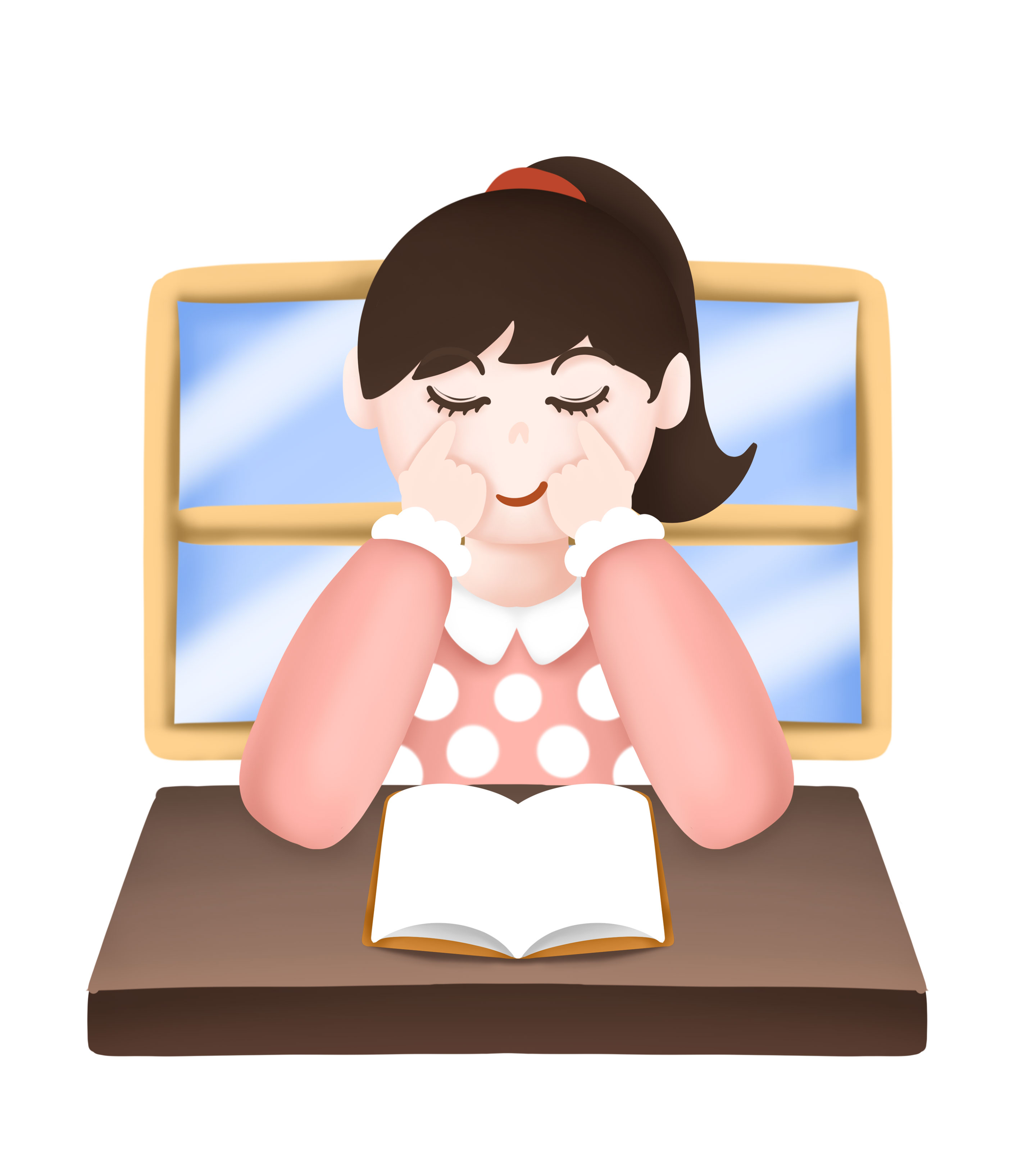 长发女孩眼保健操爱眼元素