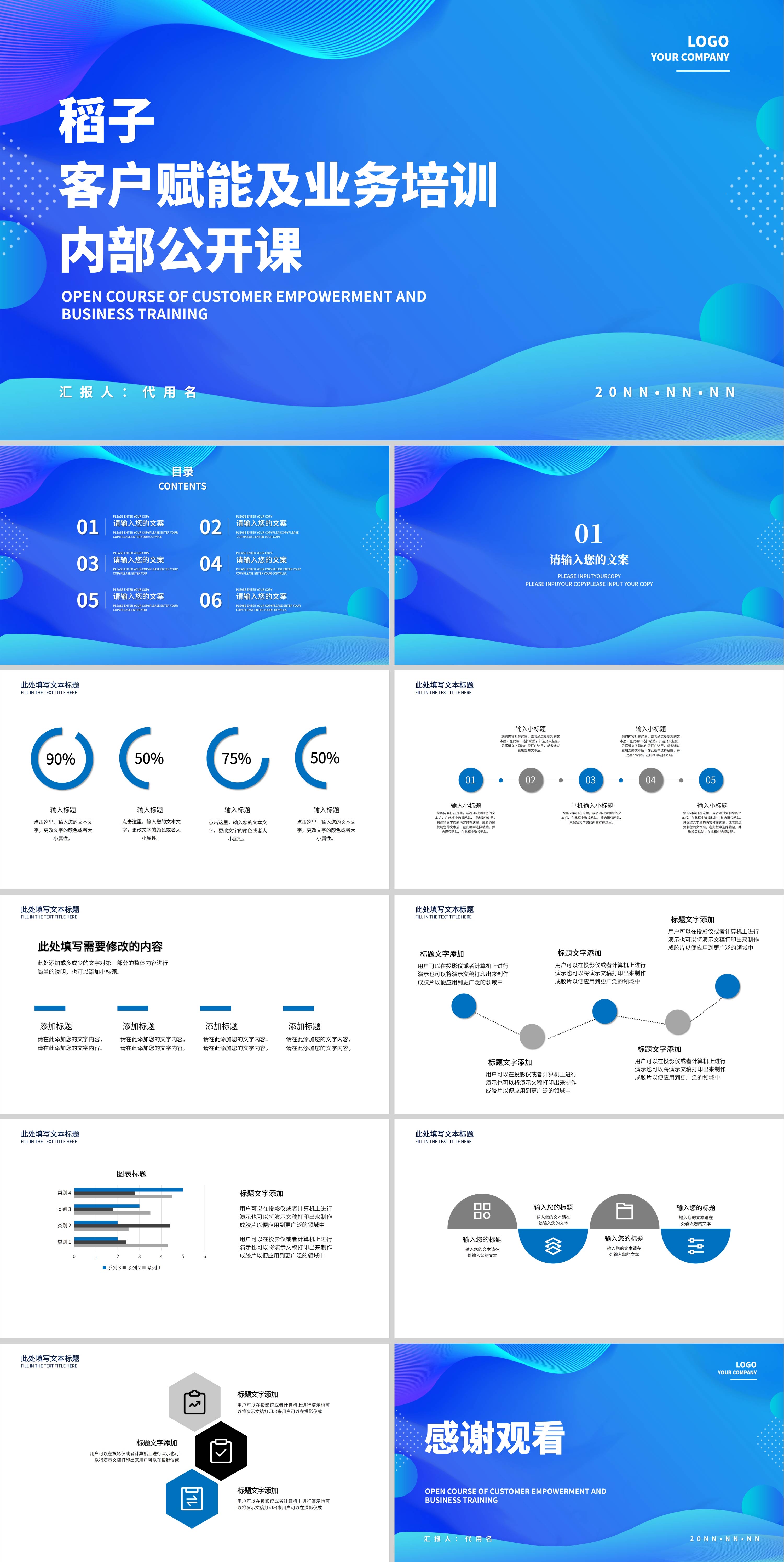 蓝色科技风业务培训PPT模板