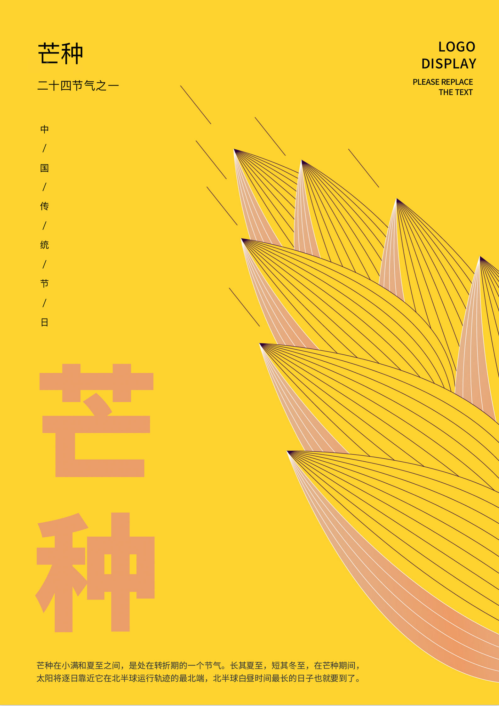 黄色小清新芒种节气海报