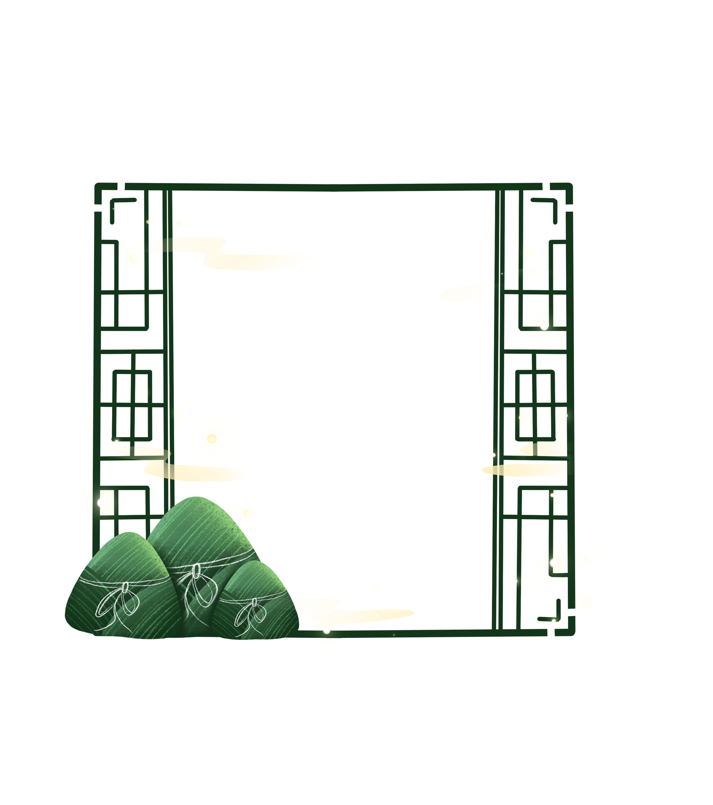 绿色手绘端午节粽子元素