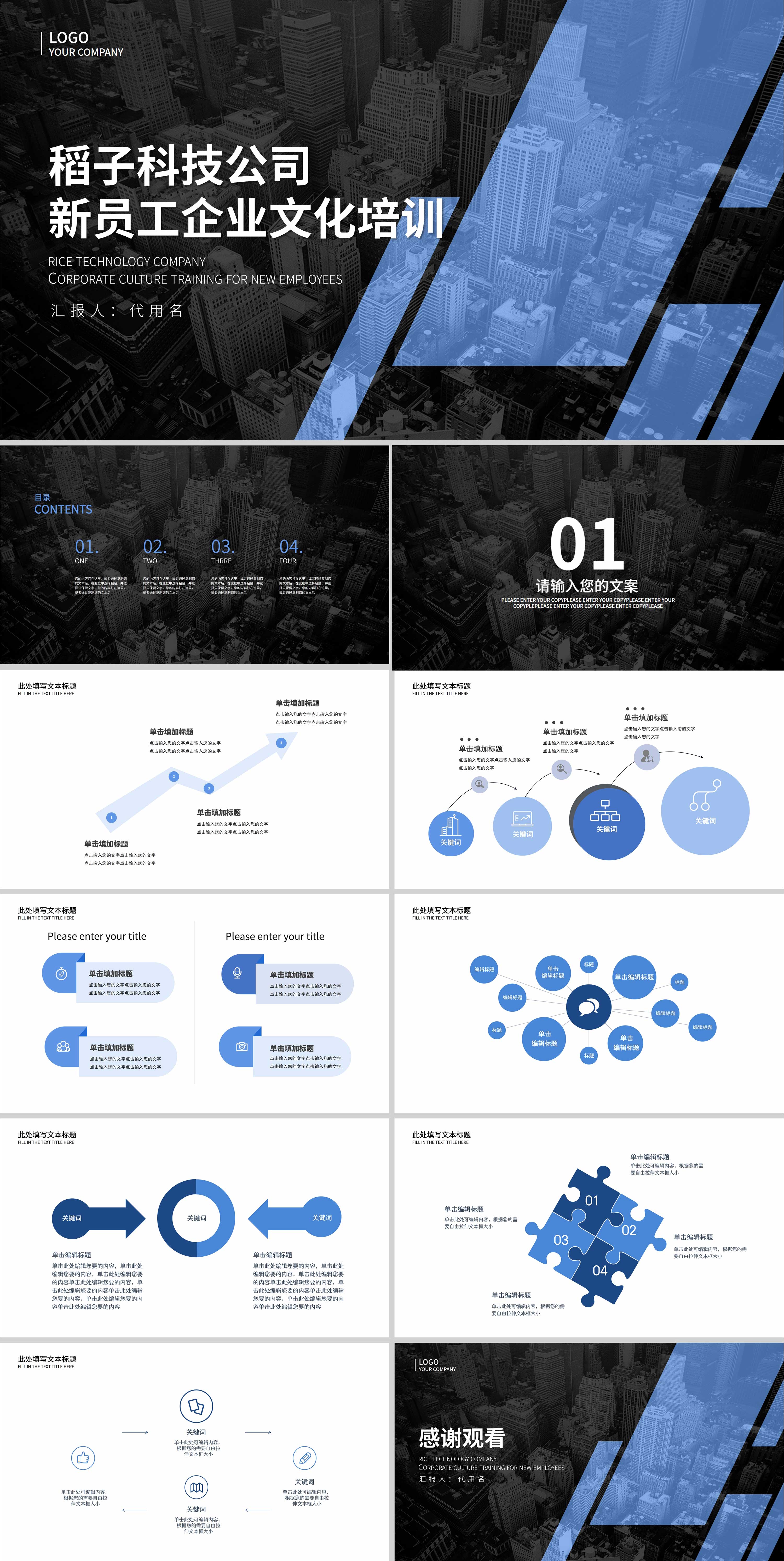 黑色商务风员工培训PPT模板