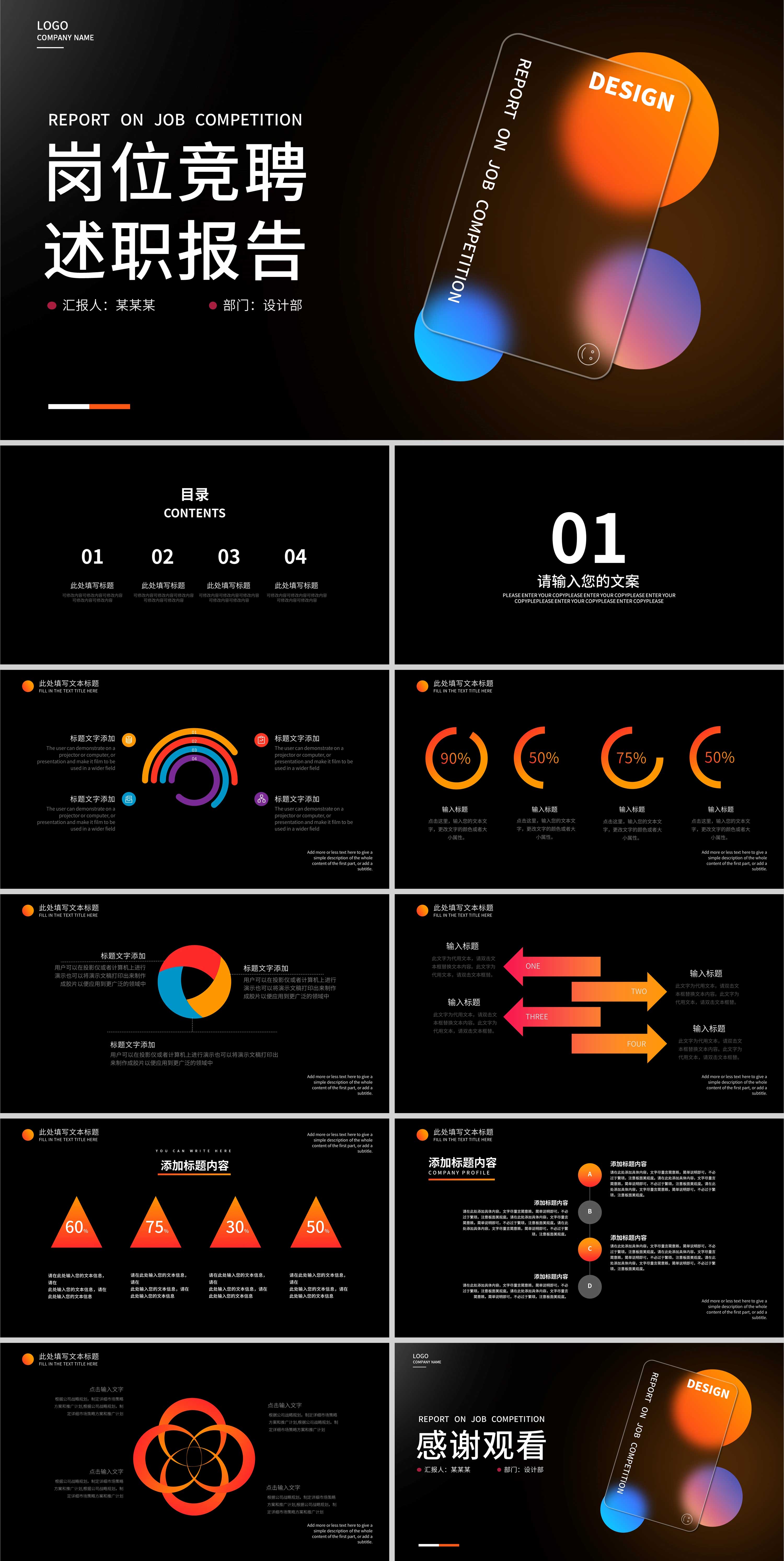 黑色科技风竞聘述职报告PPT模板