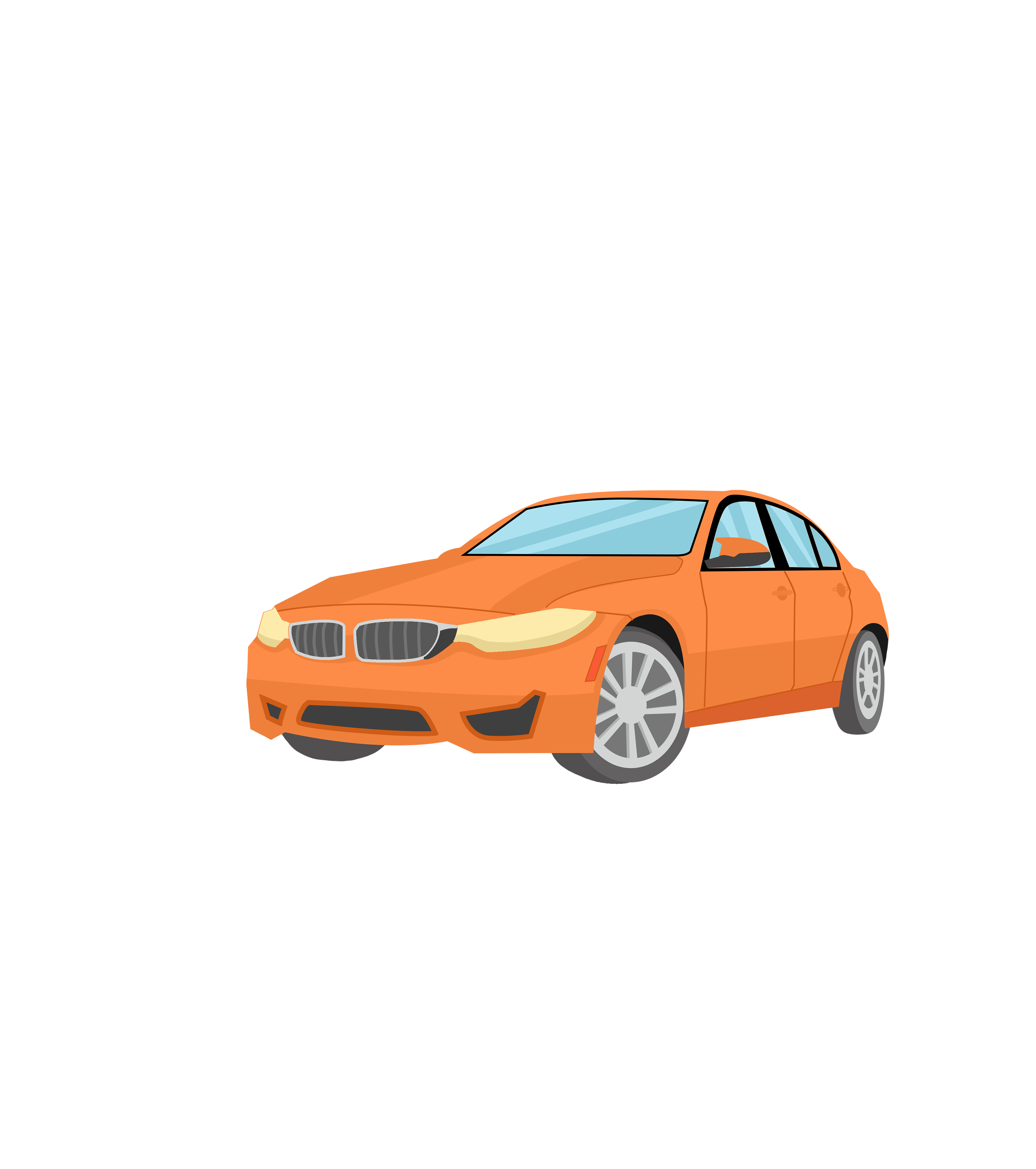 手绘橙色汽车元素