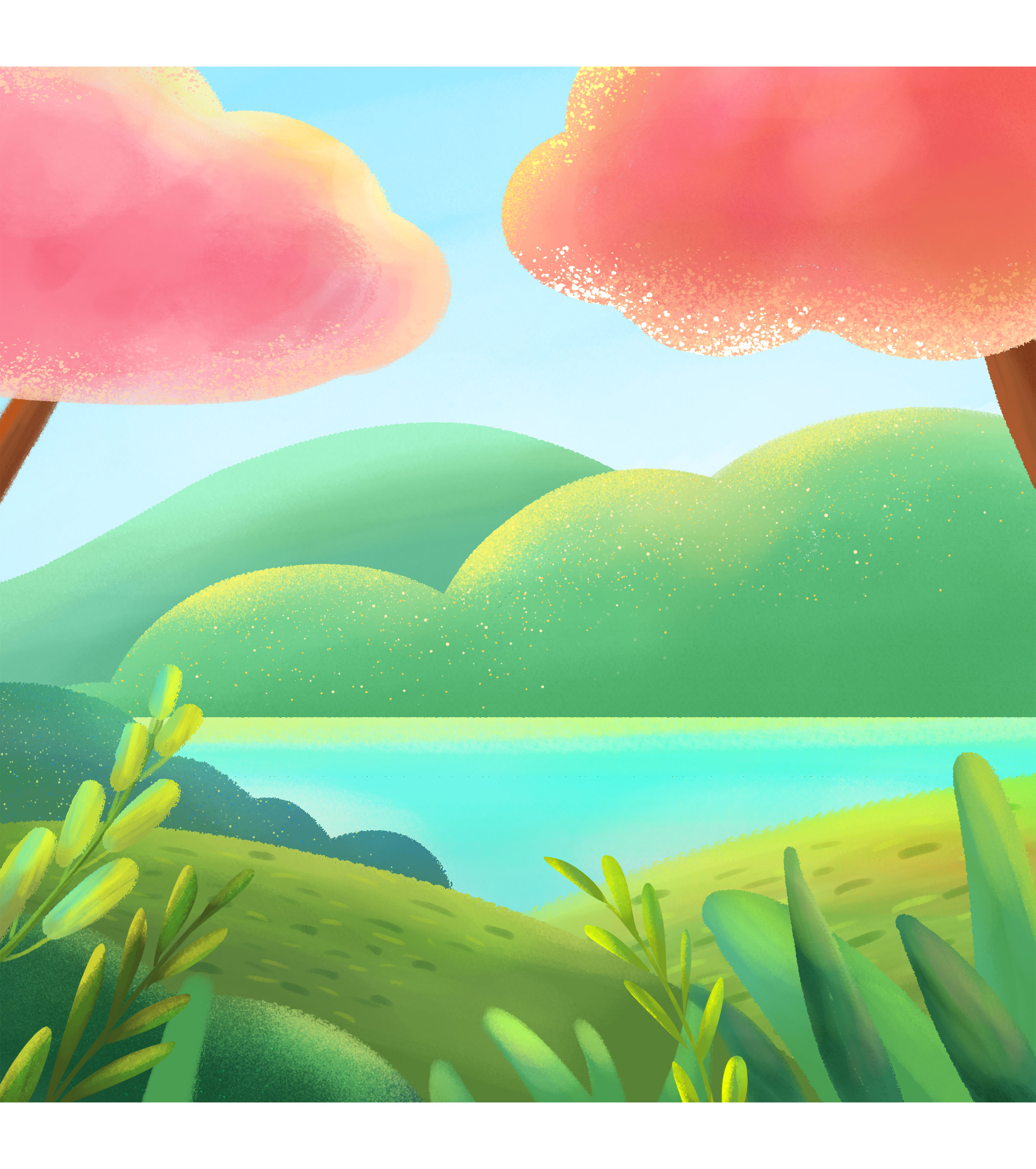 蓝天白云小清新背景元素