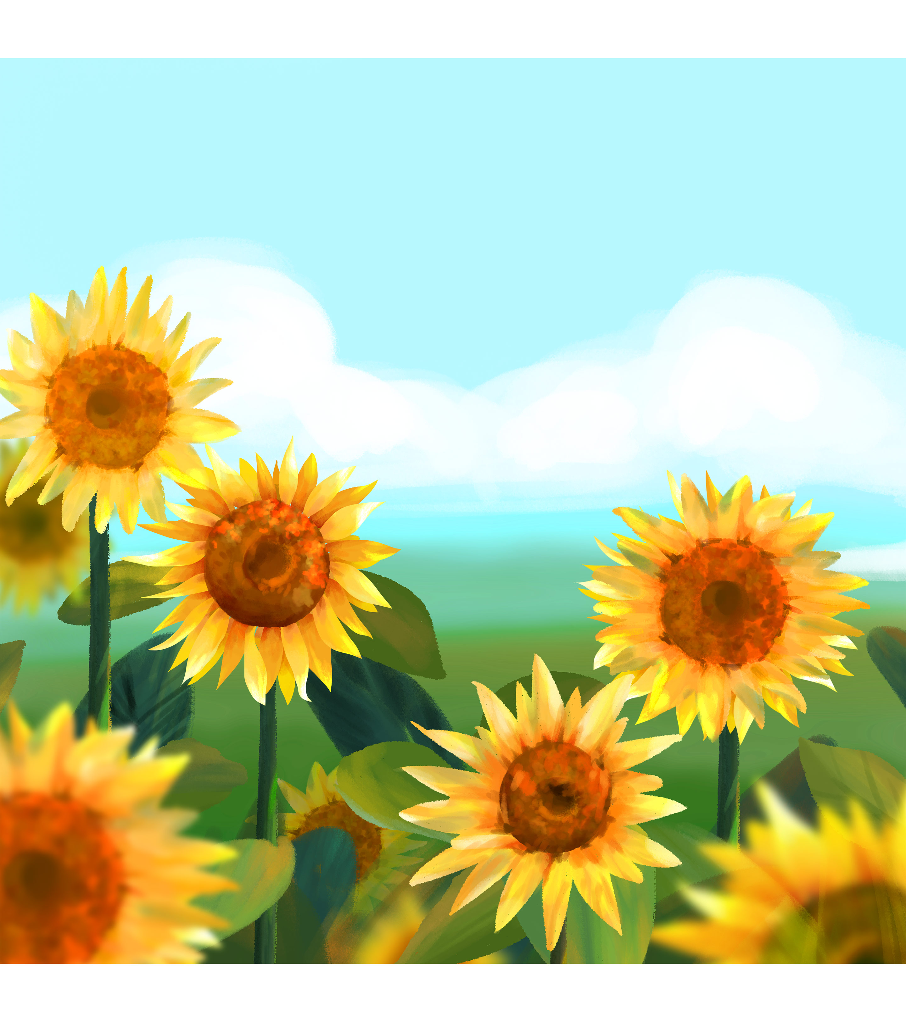 手绘向日葵元素