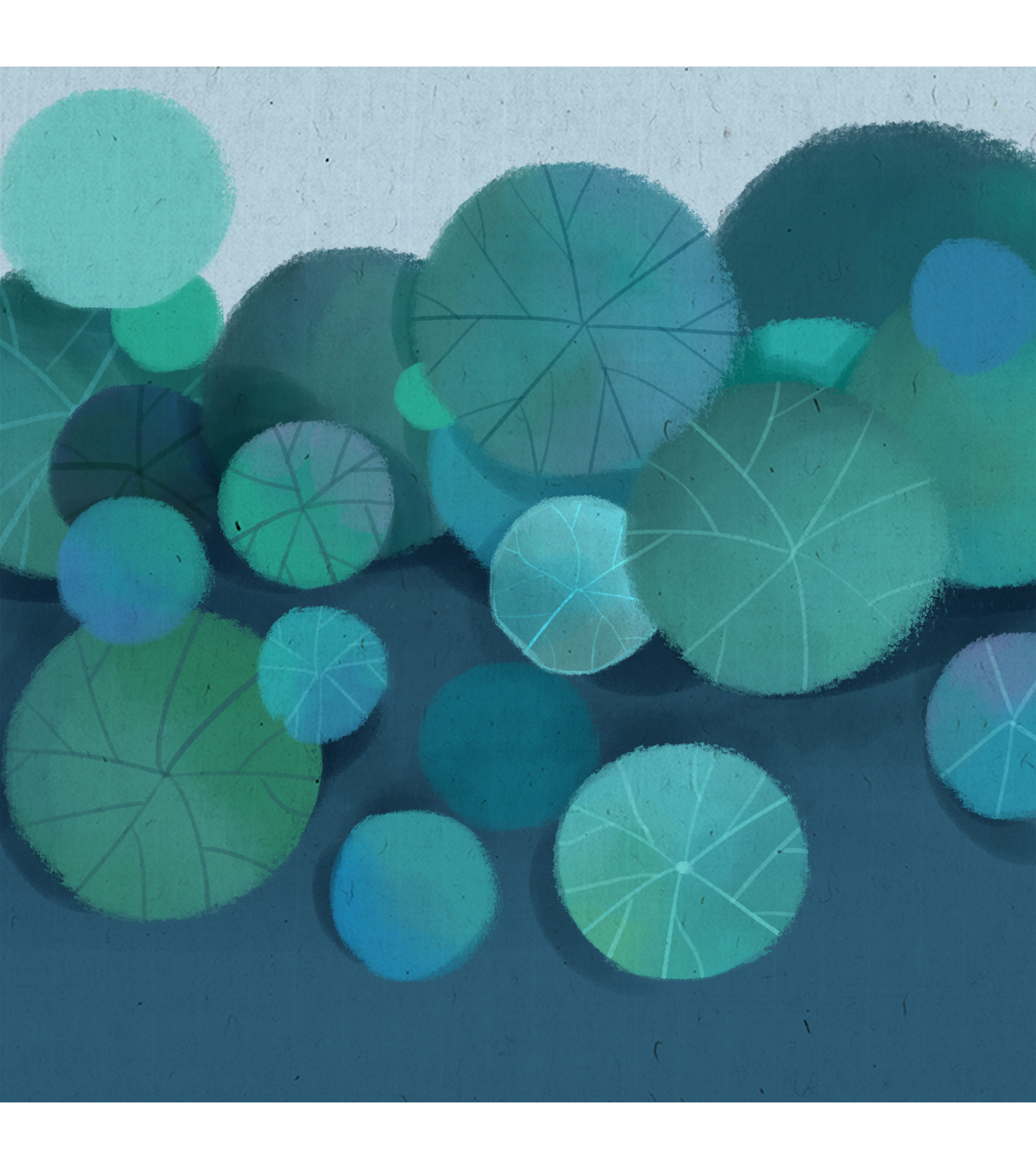 大暑手绘荷花元素