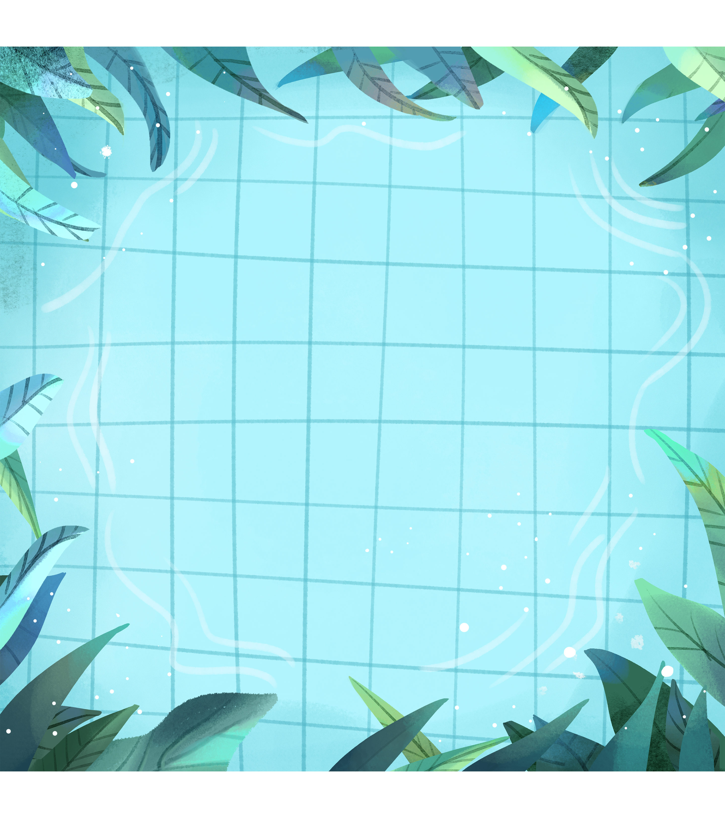 蓝色夏天水池元素