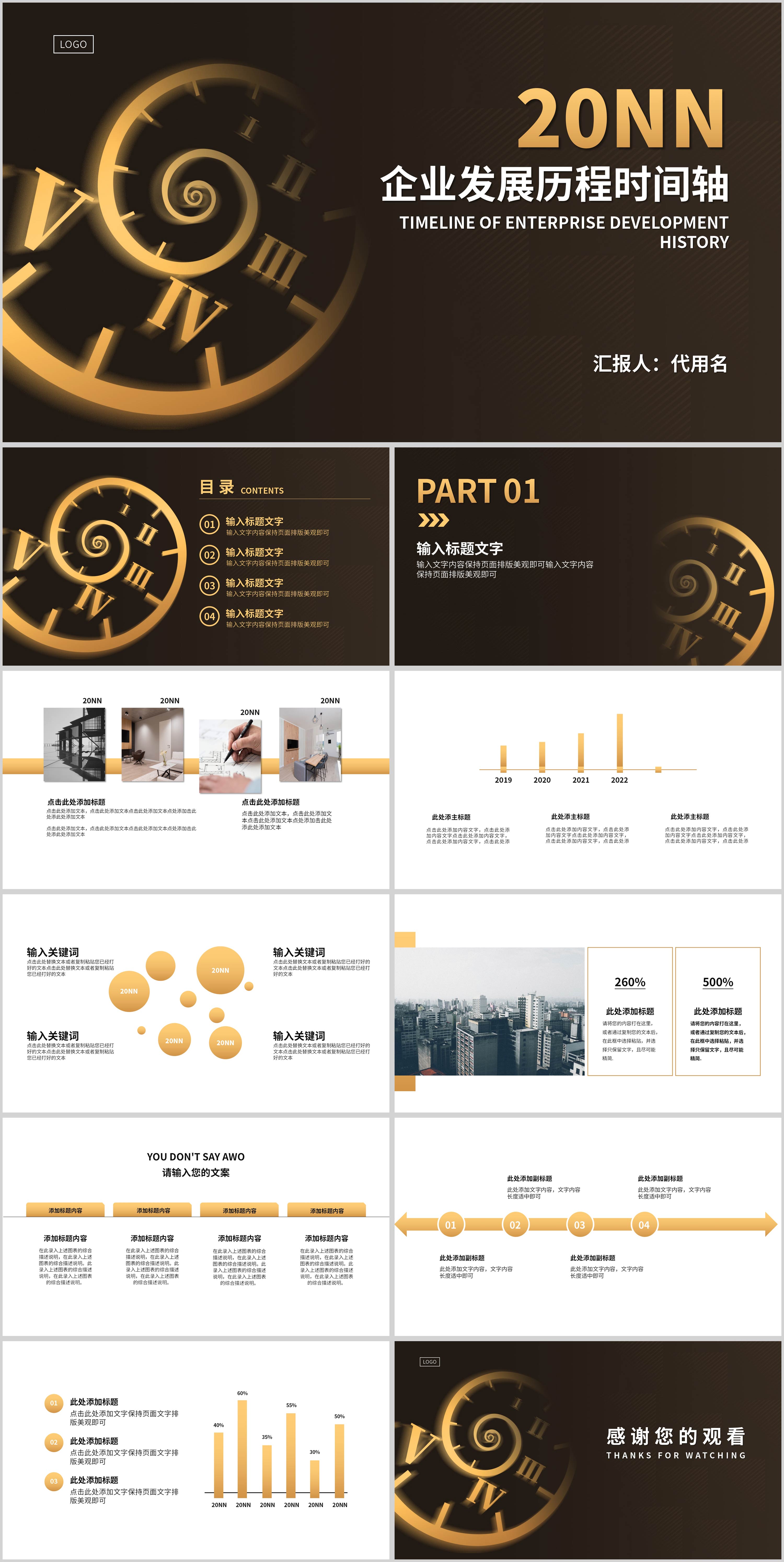 黑色商务风企业发展历程PPT模板