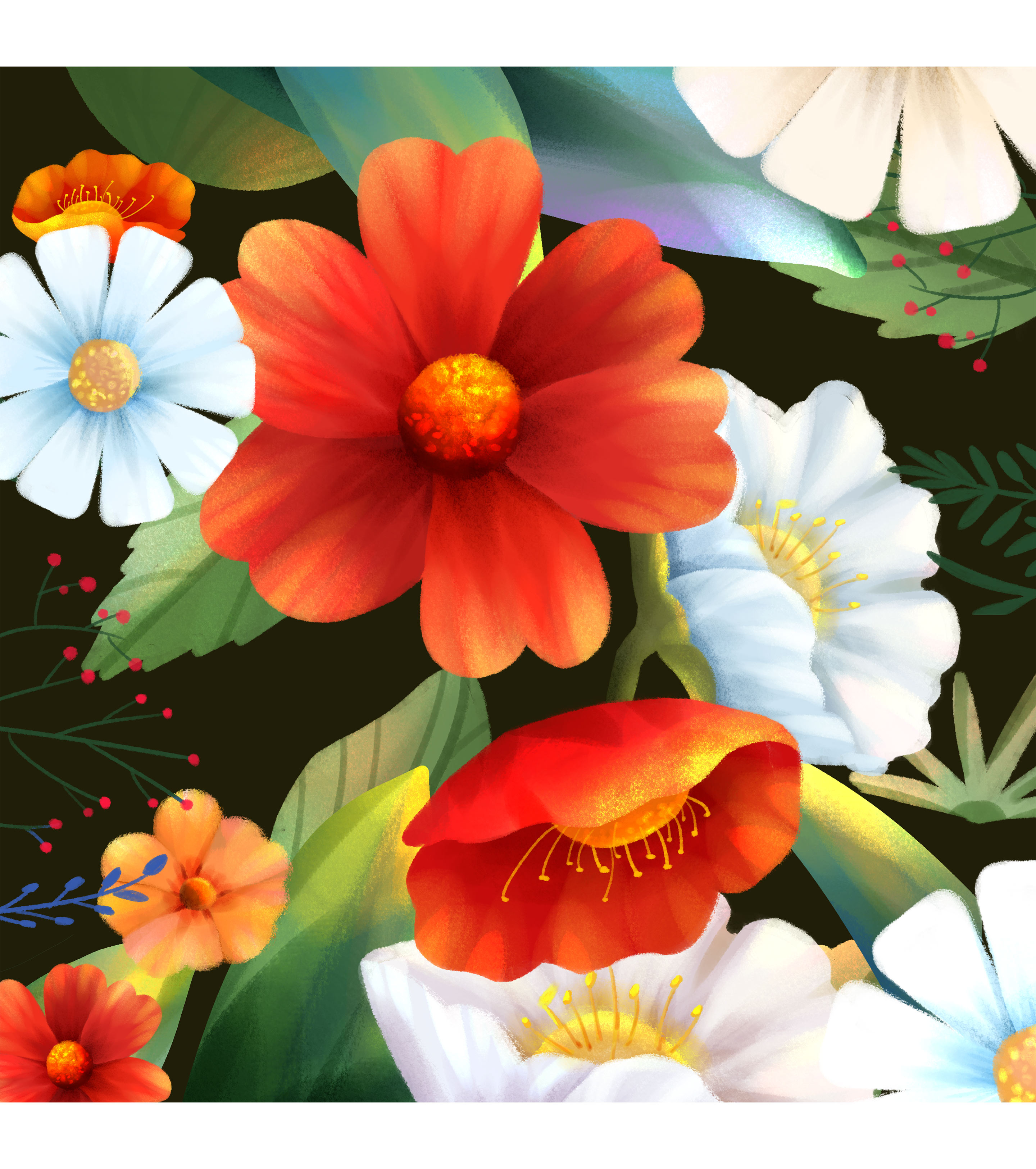 红色复古婚礼庆典花朵背景