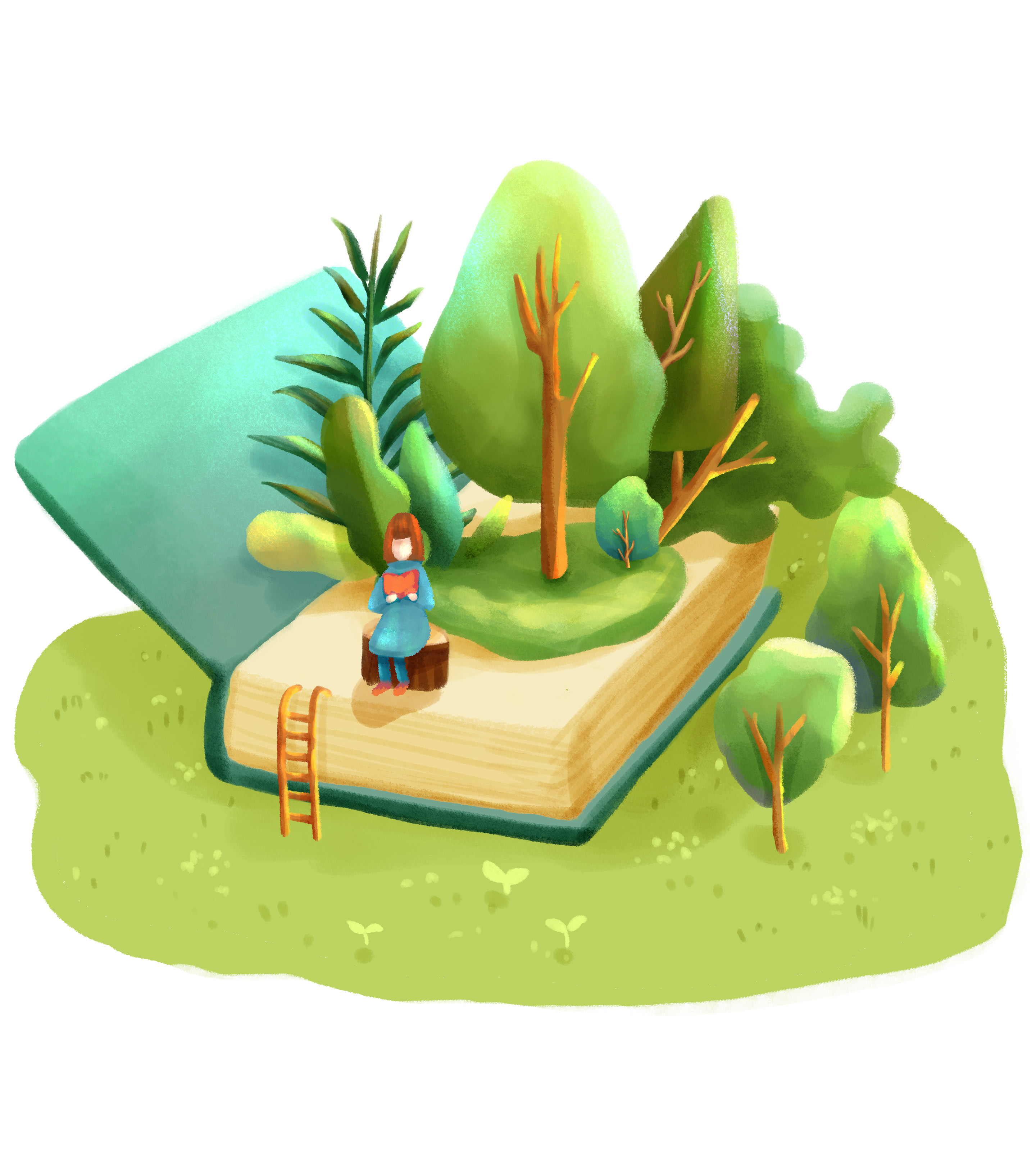 绿色书本植物教学课件