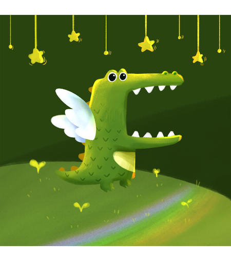 绿色教学课件小恐龙卡通