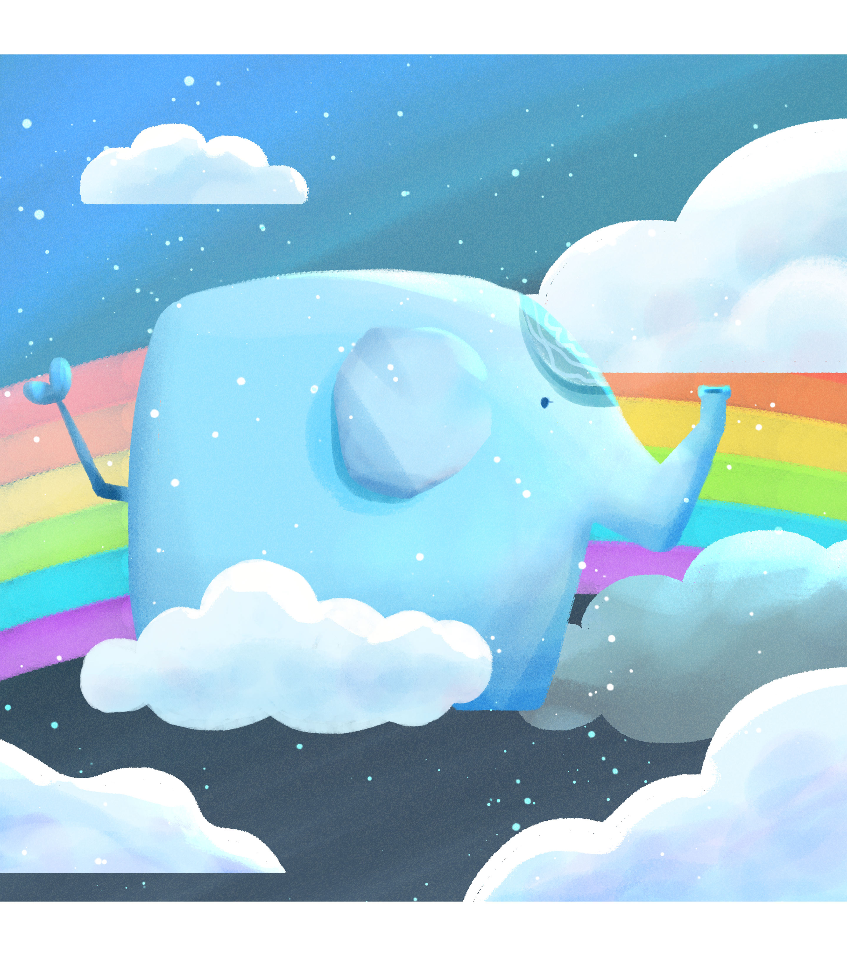 蓝色卡通大象童真背景