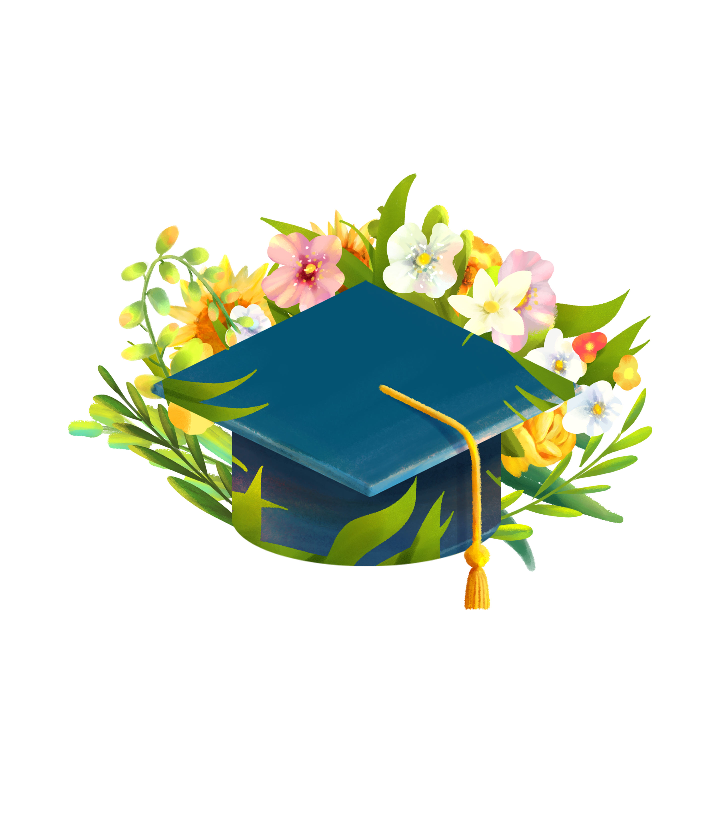 蓝色毕业季帽子花环