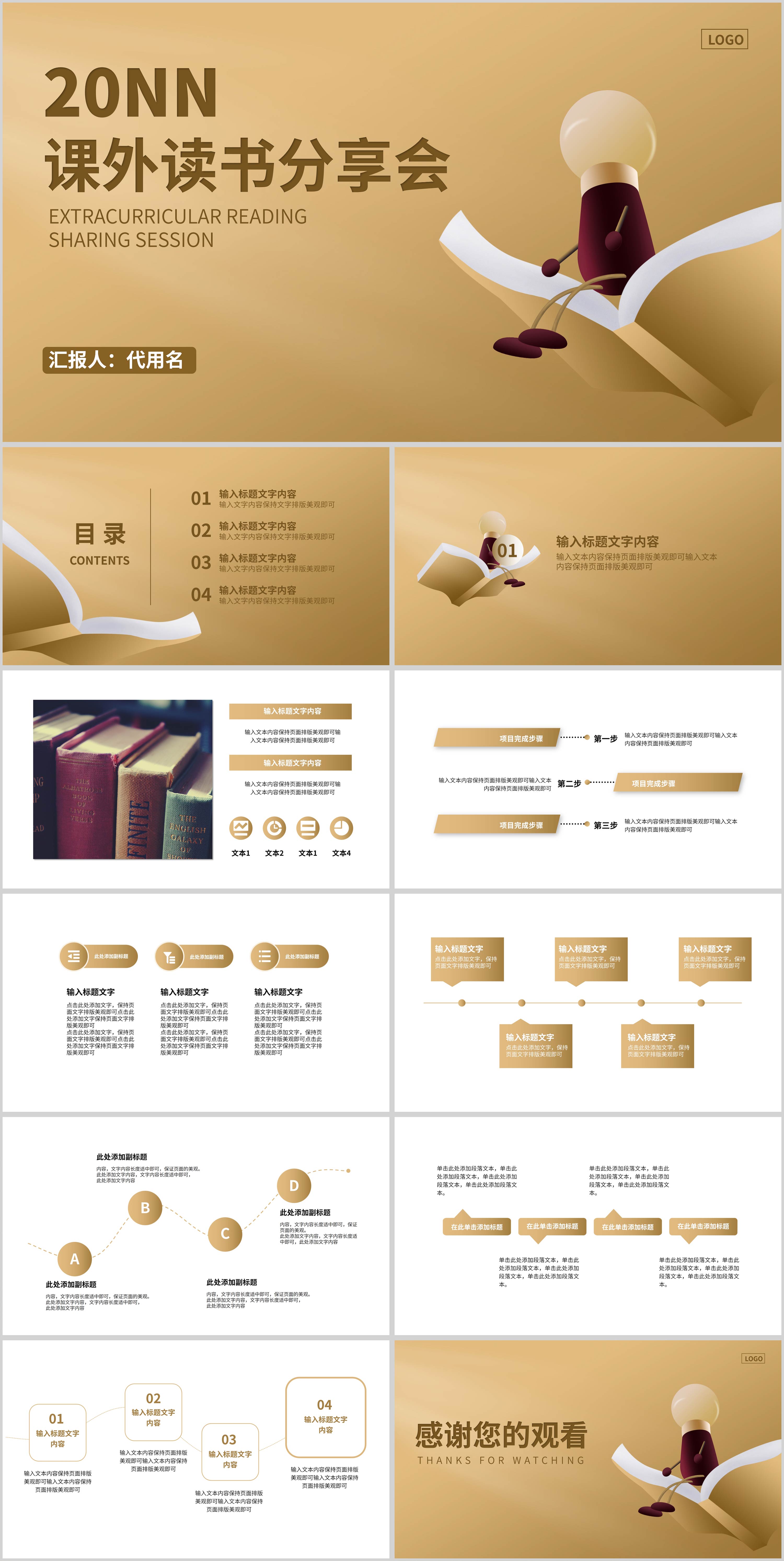 黄色简约风课外读书分享会PPT模板