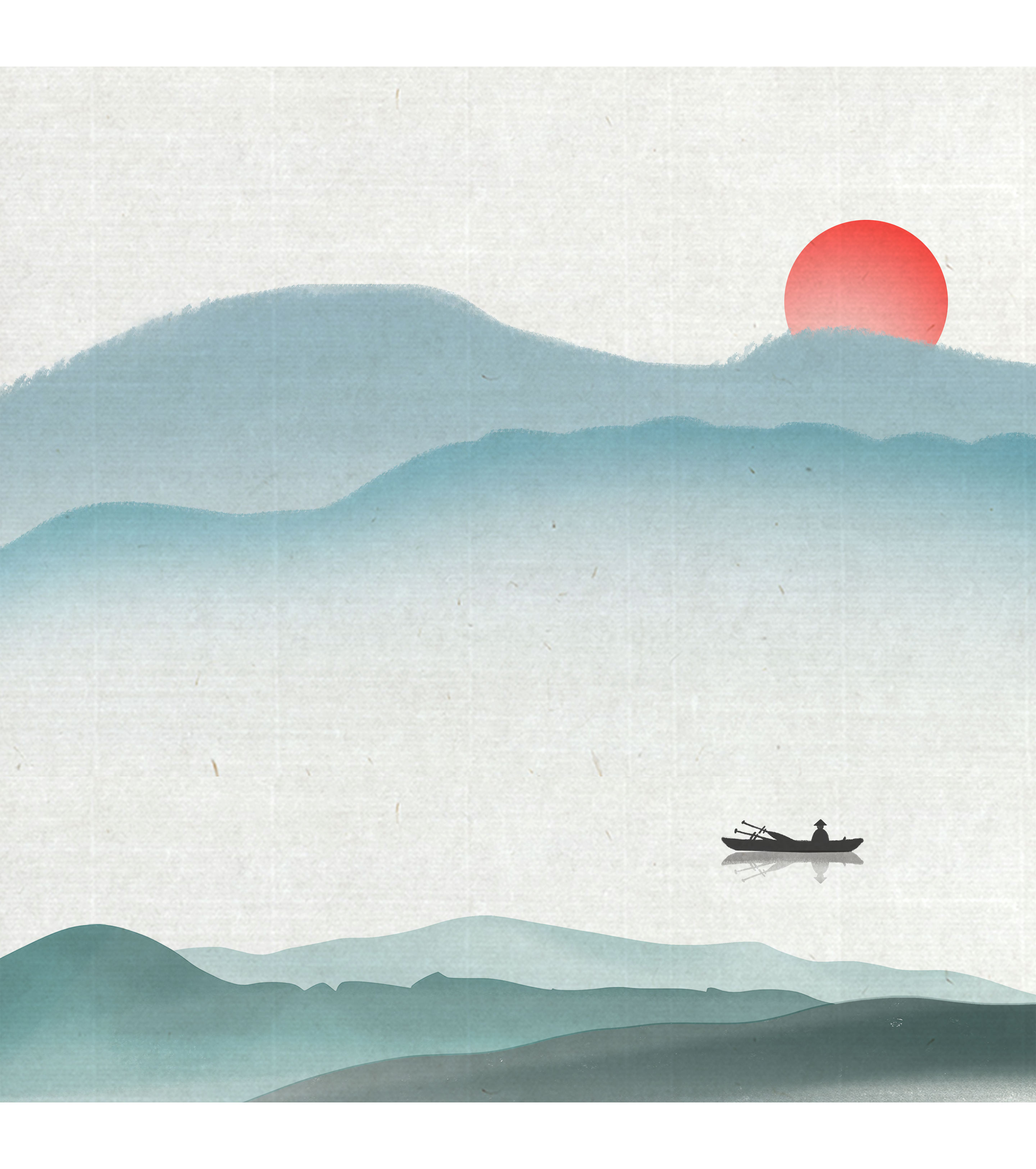 蓝色古风插画背景