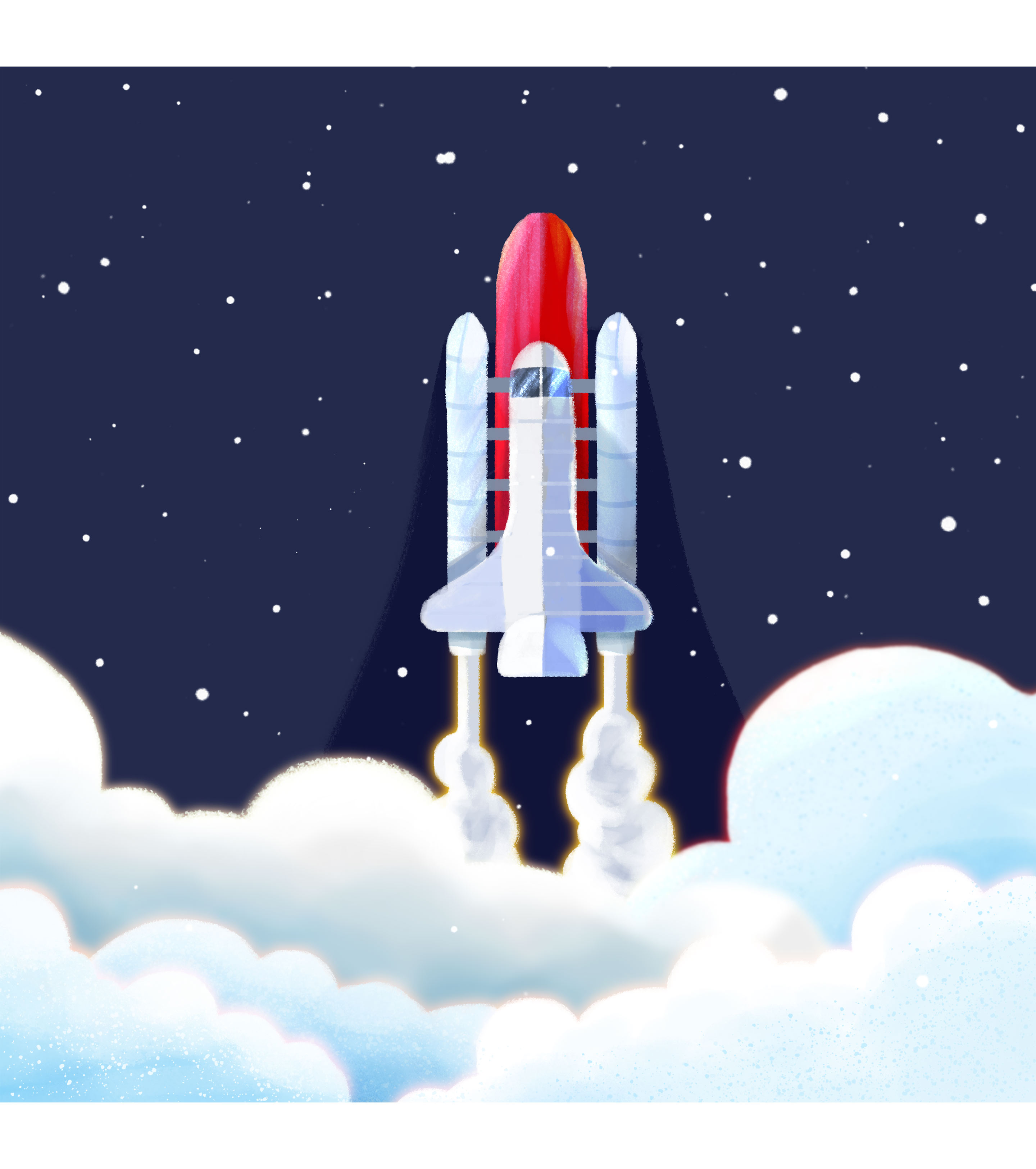 蓝色夜空火箭发射元素