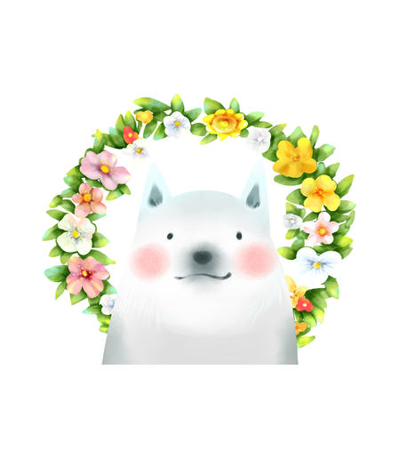 白色可爱北极熊花环