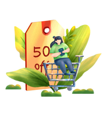 绿色女孩超市打折