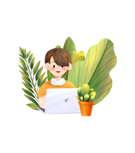 绿色工作办公男孩