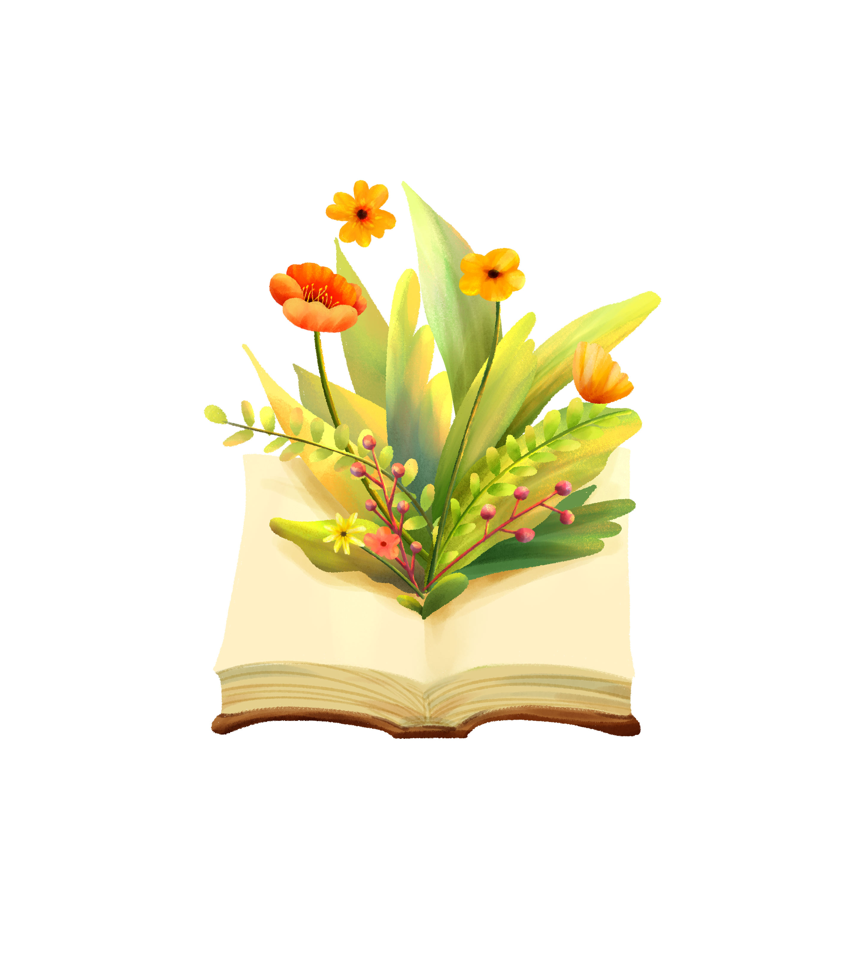 绿色教科书花朵