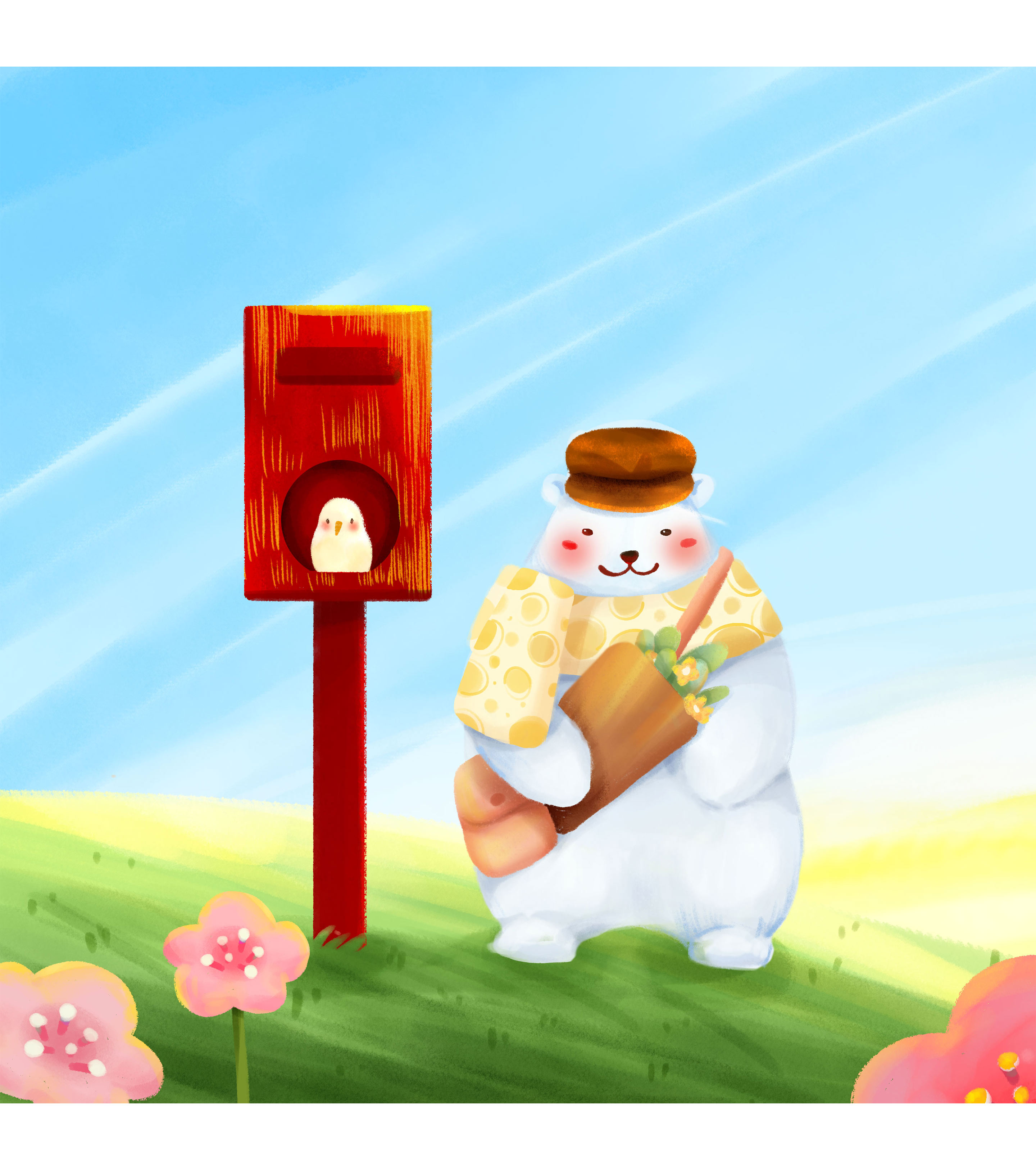 蓝色自然北极熊卡通插画