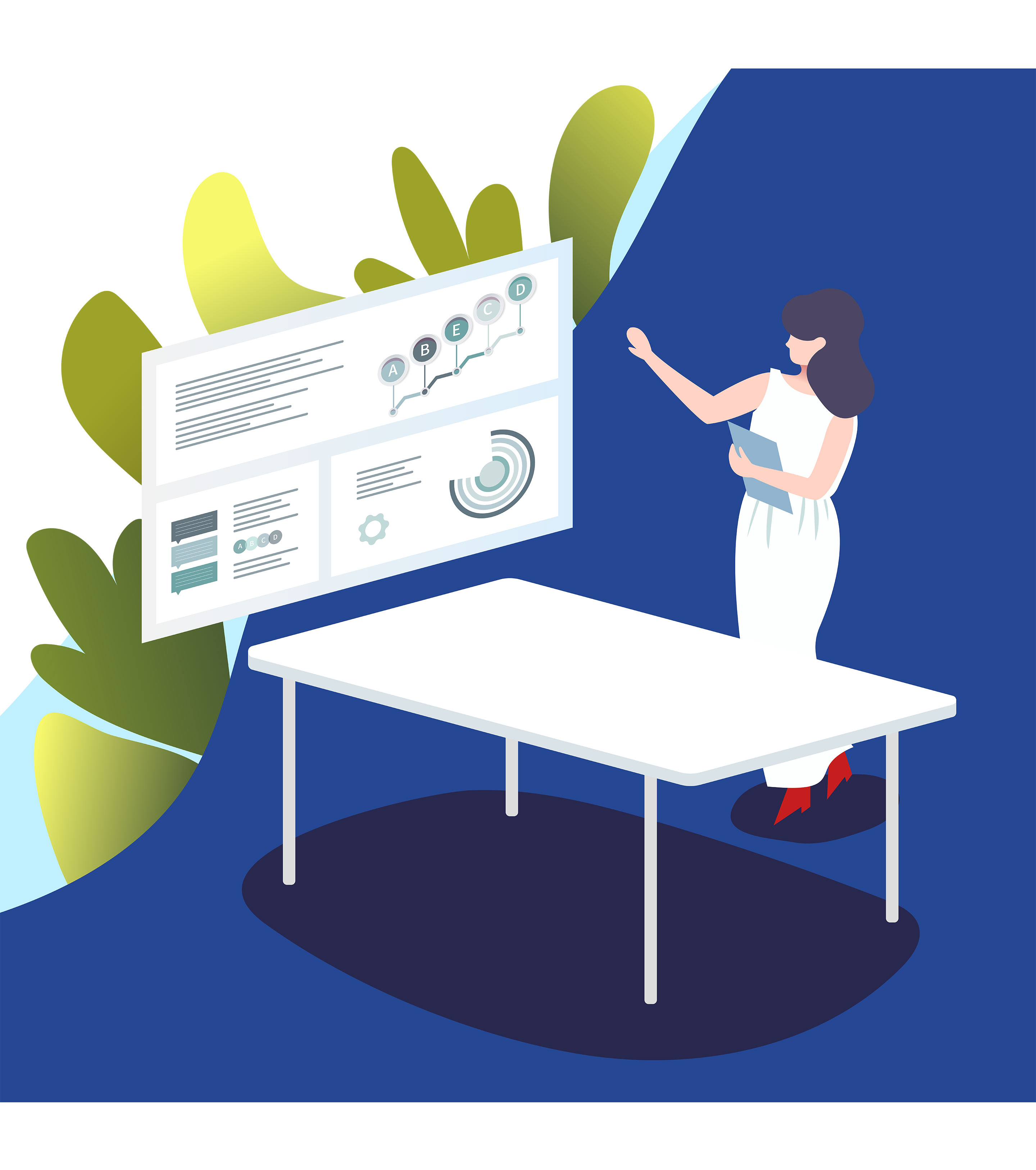 蓝色女孩职场会议演讲