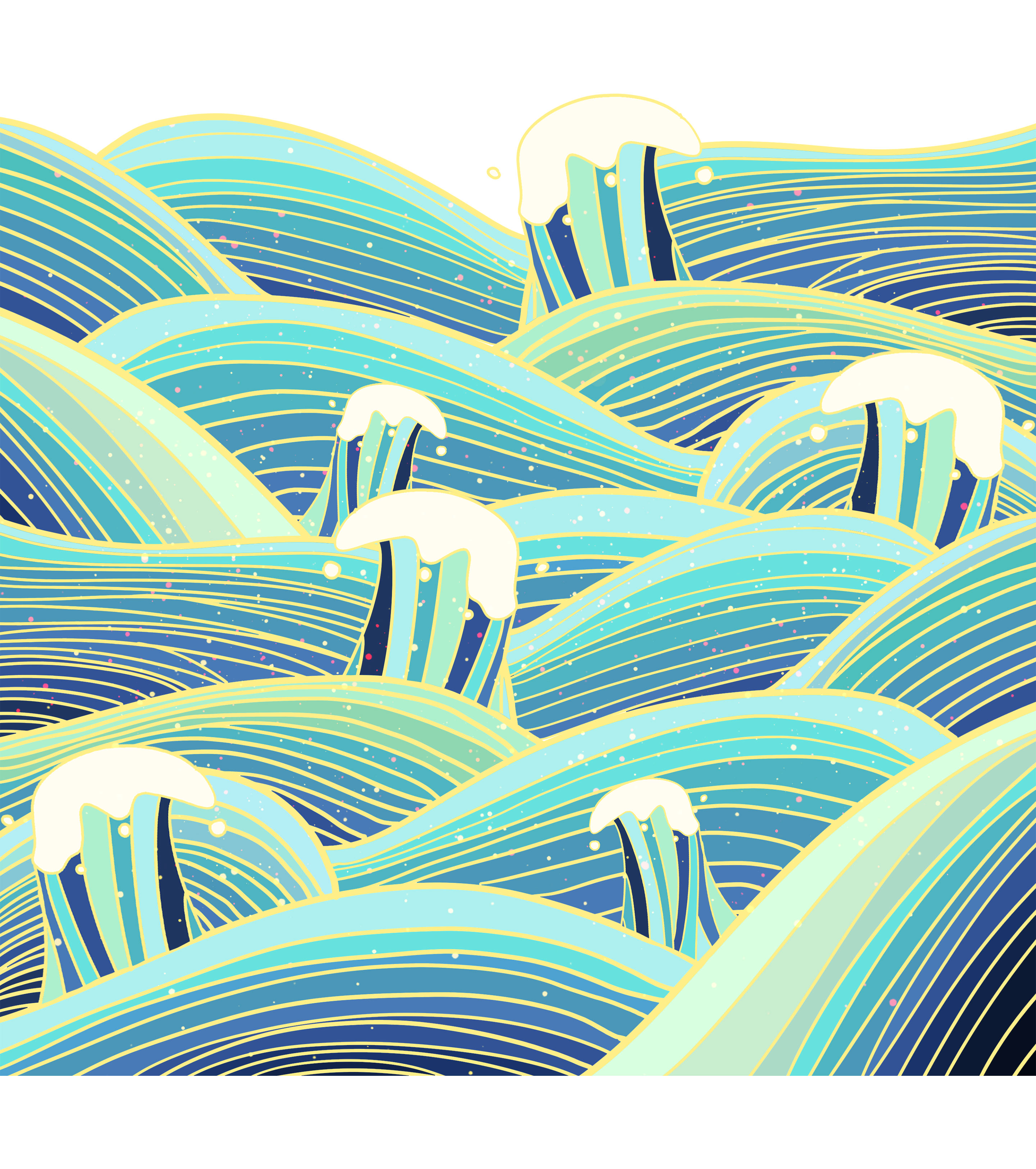 蓝色渐变线条浪花背景