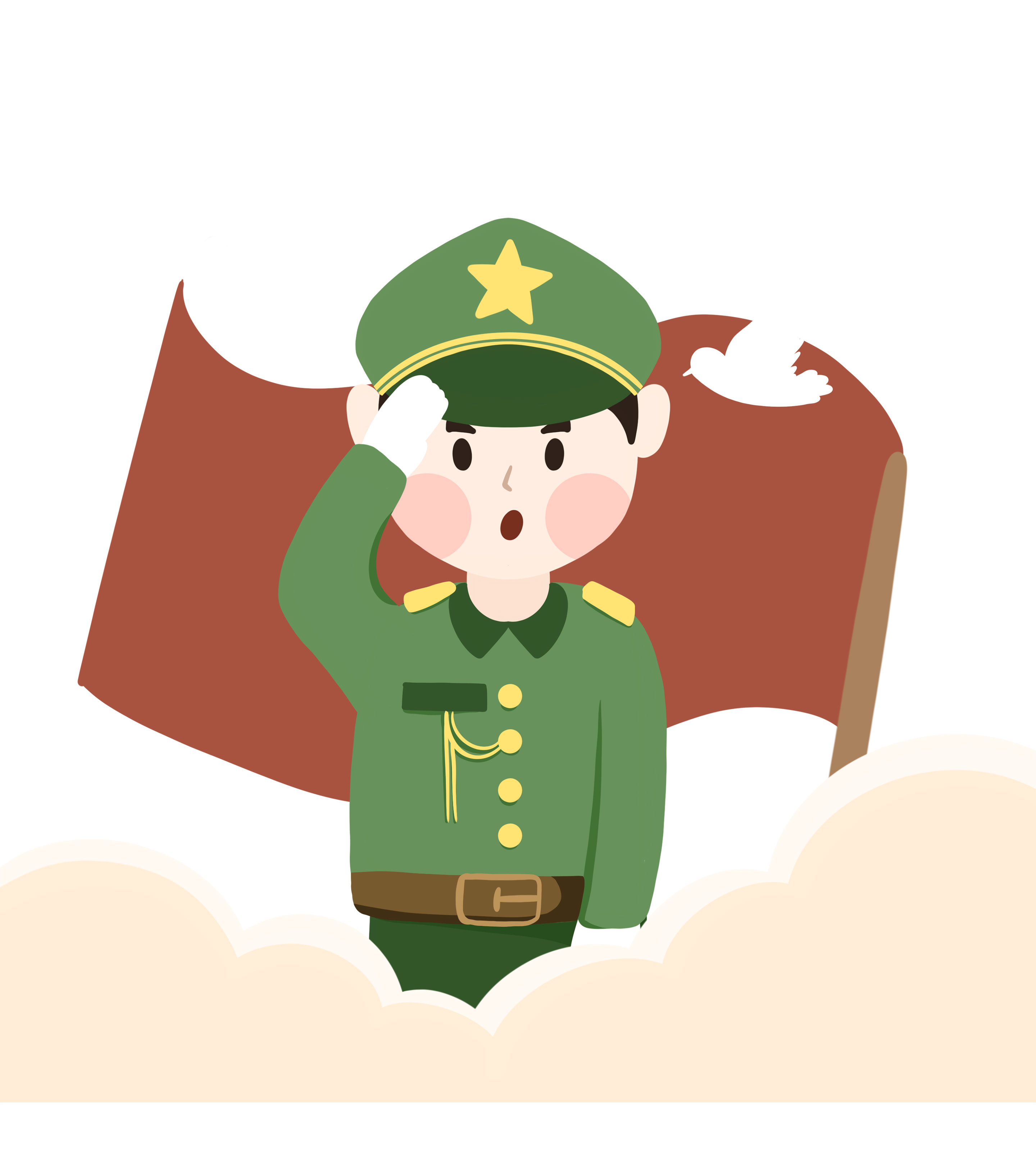 红色军人敬礼爱国