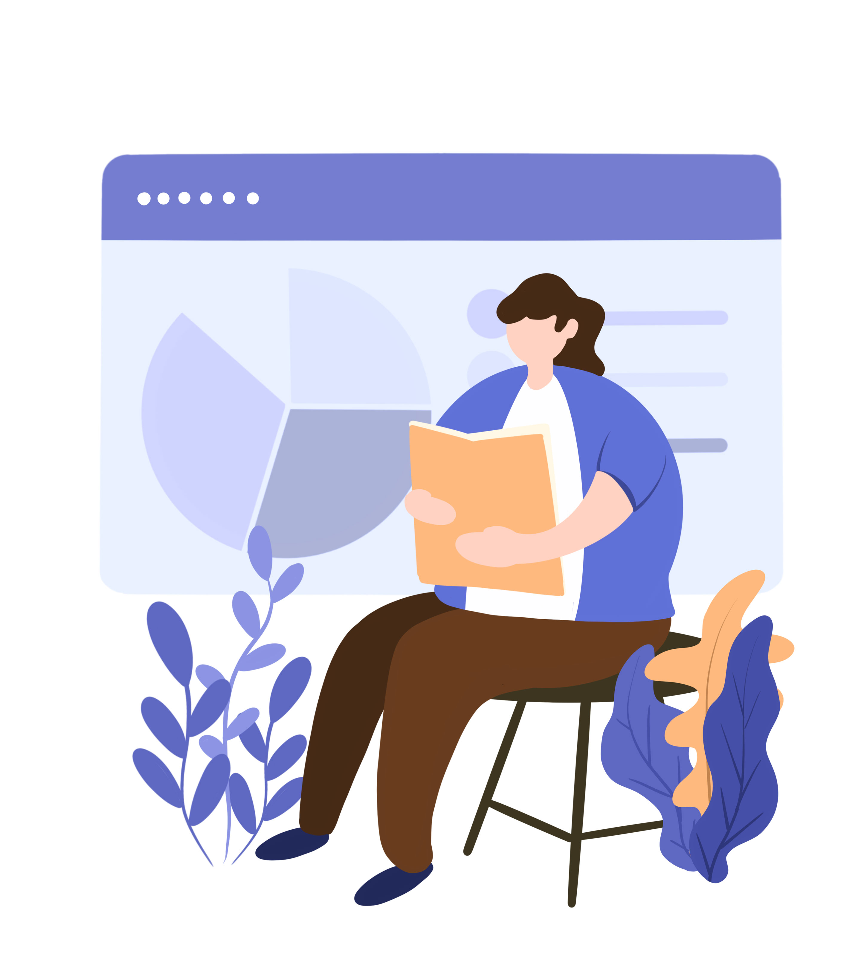 蓝色营销策划数据统计女孩