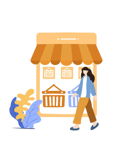 黄色休闲购物的女孩