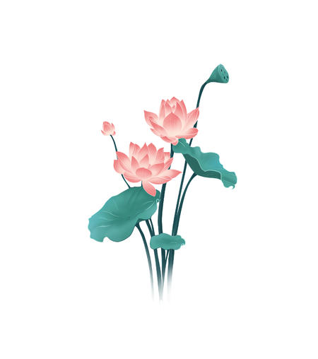 绿色中国风荷花