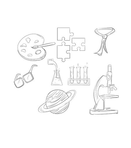 简约铅笔画化学实验元素
