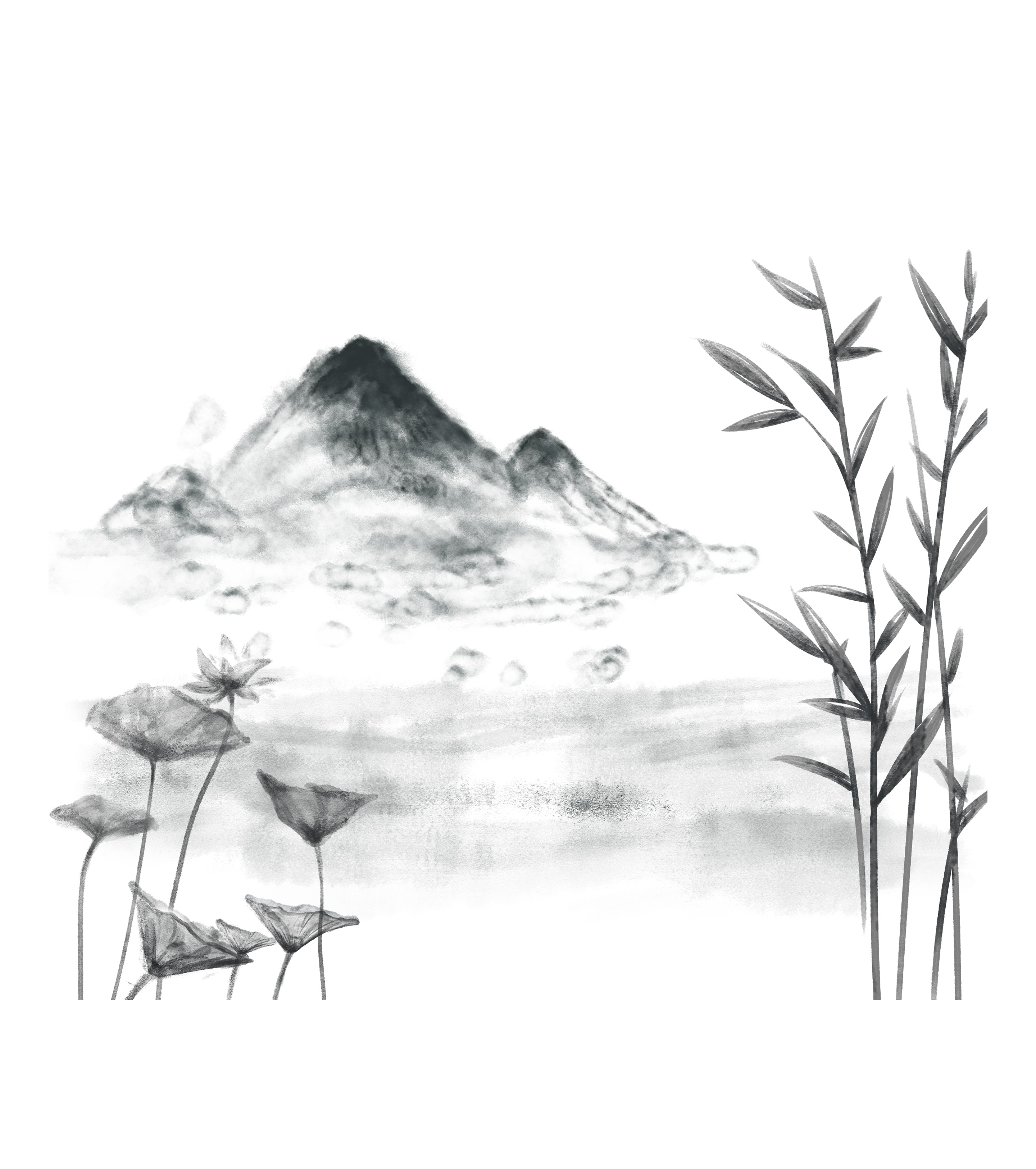 黑色水墨风山河元素