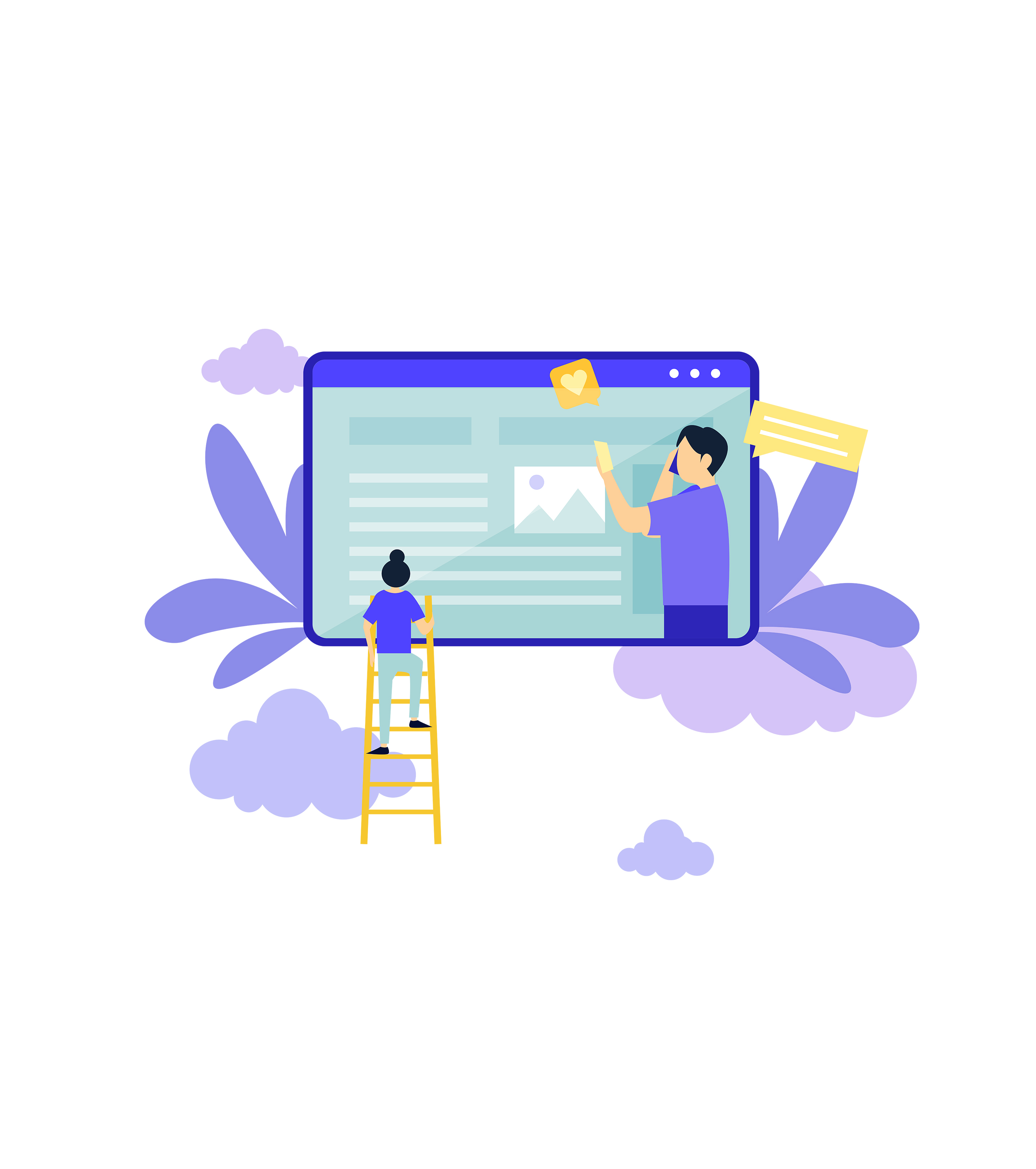 卡通职场工作学习实践汇报元素