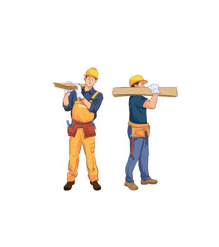 卡通工地工人手绘元素