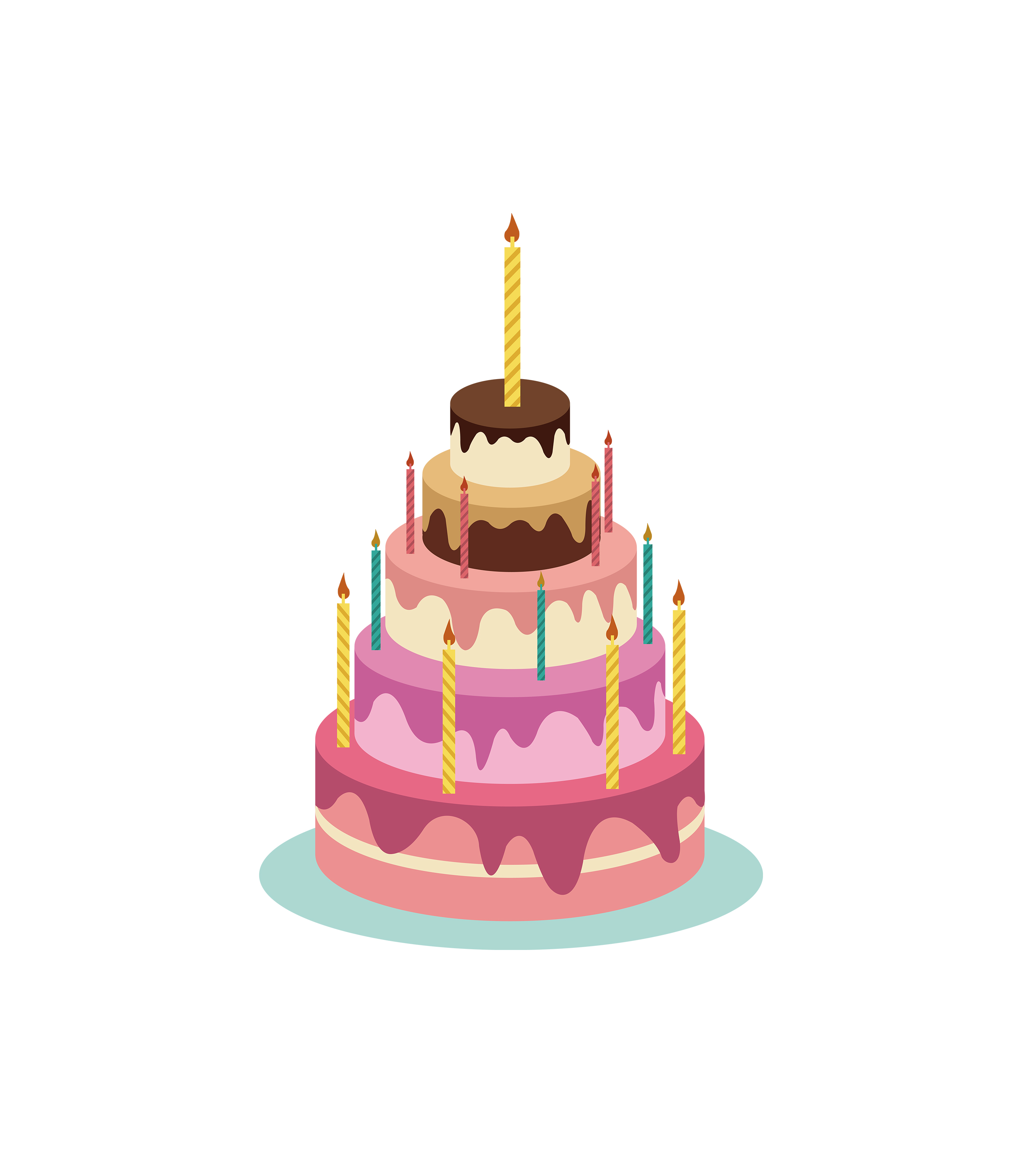 小清新多层生日蛋糕手绘元素