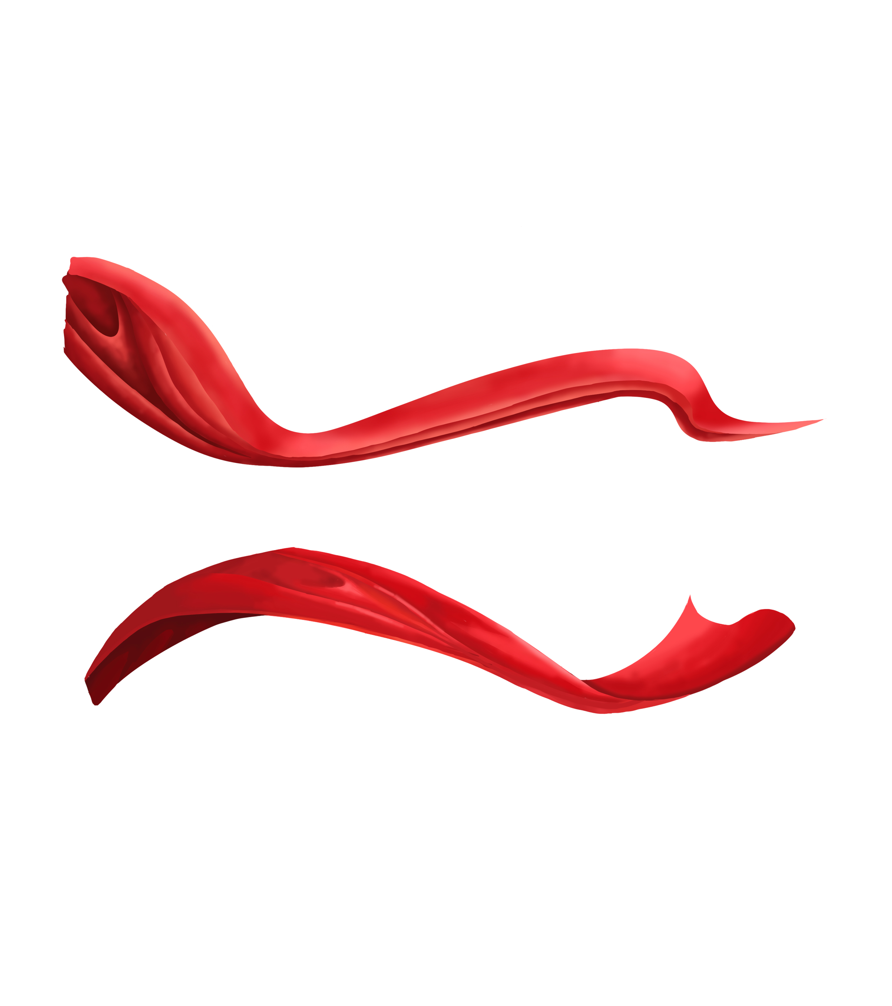 红色飘带手绘元素