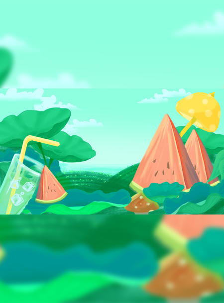 夏日小暑清凉西瓜插画