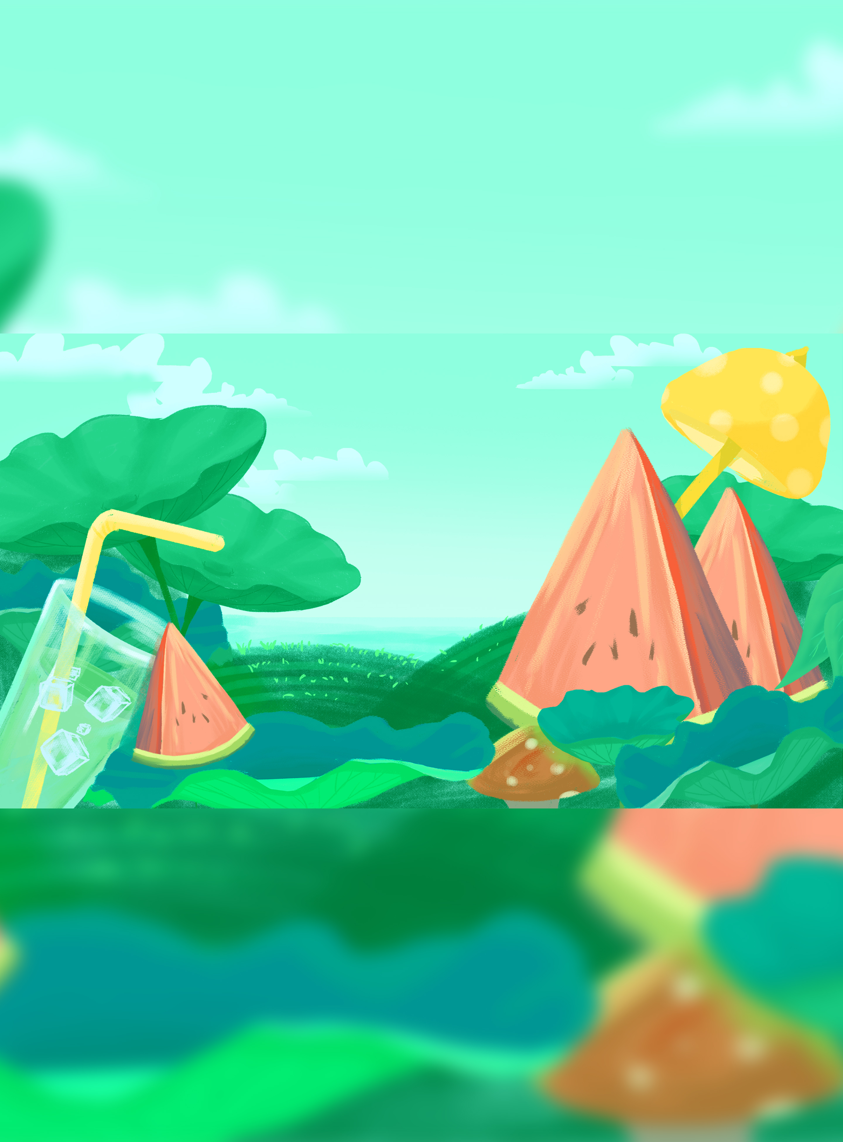 夏日小暑清凉西瓜插画