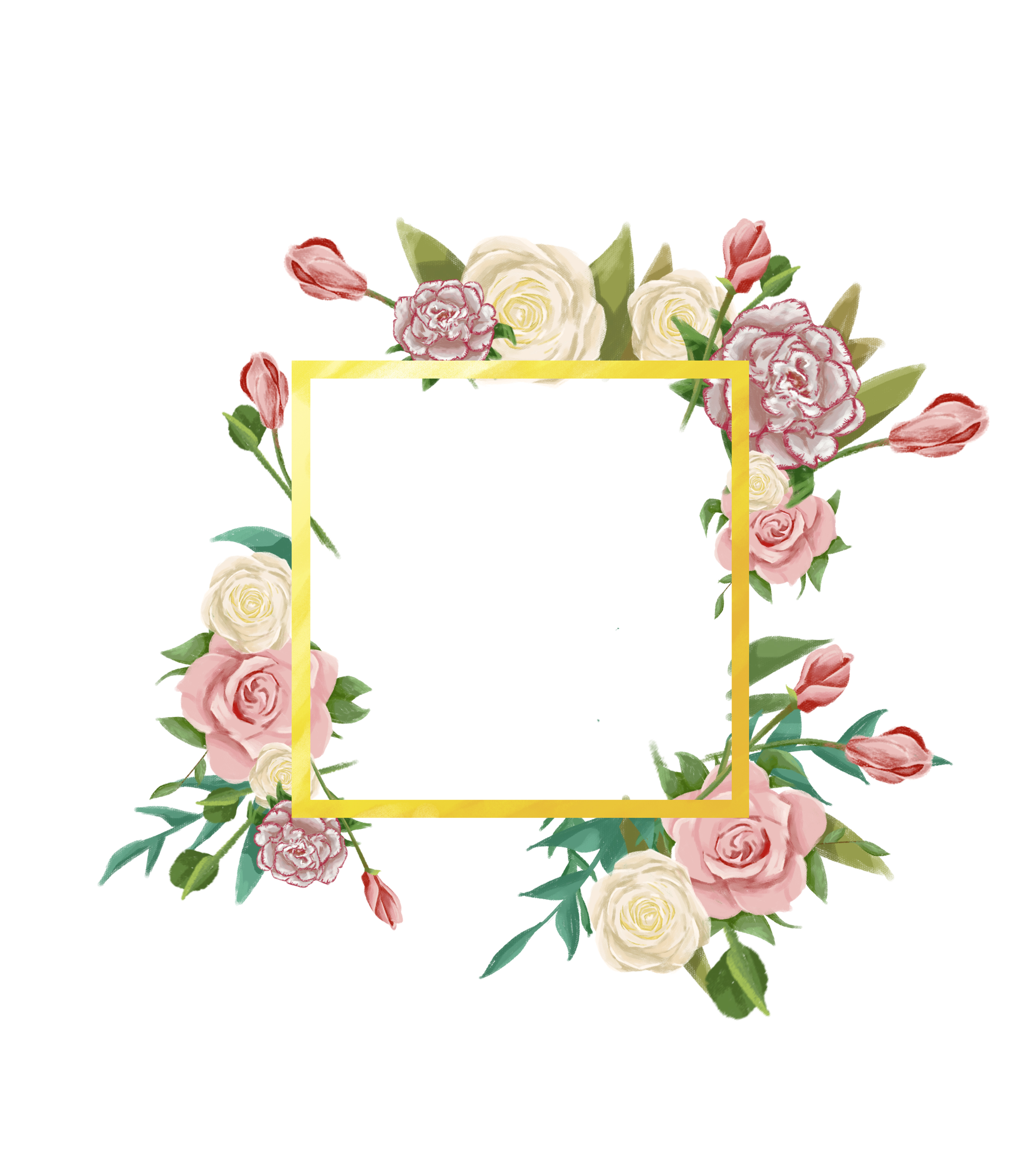 小清新花卉相框手绘元素