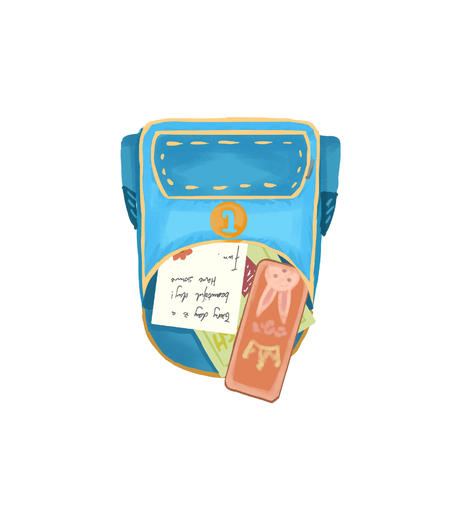 卡通可爱蓝色小书包手绘元素