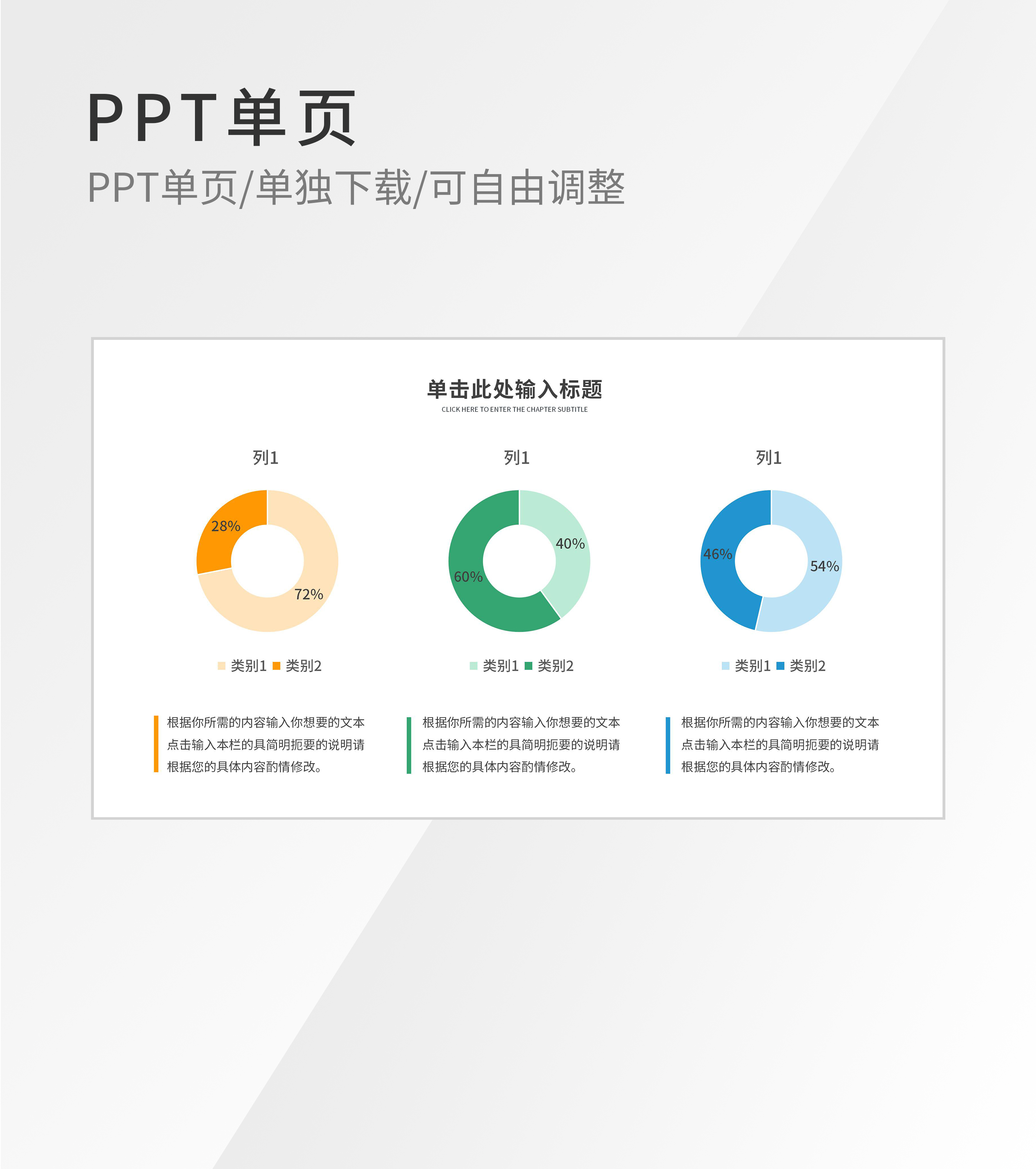 简约圆形饼状图内容数据分析