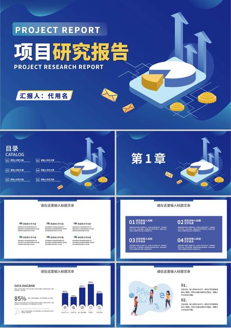蓝色简约风项目研究报告PPT模板