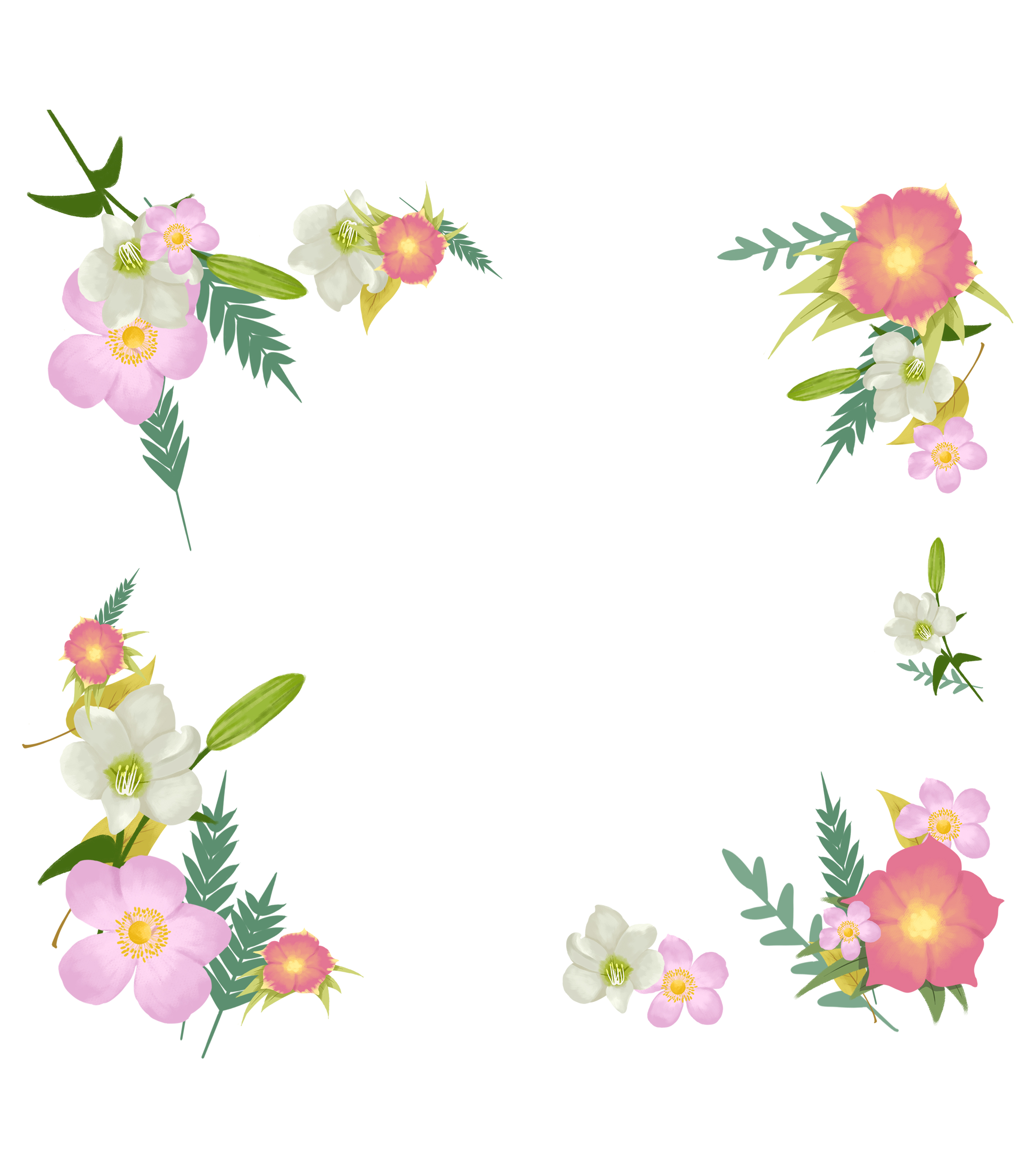 小清新背景相框装饰花